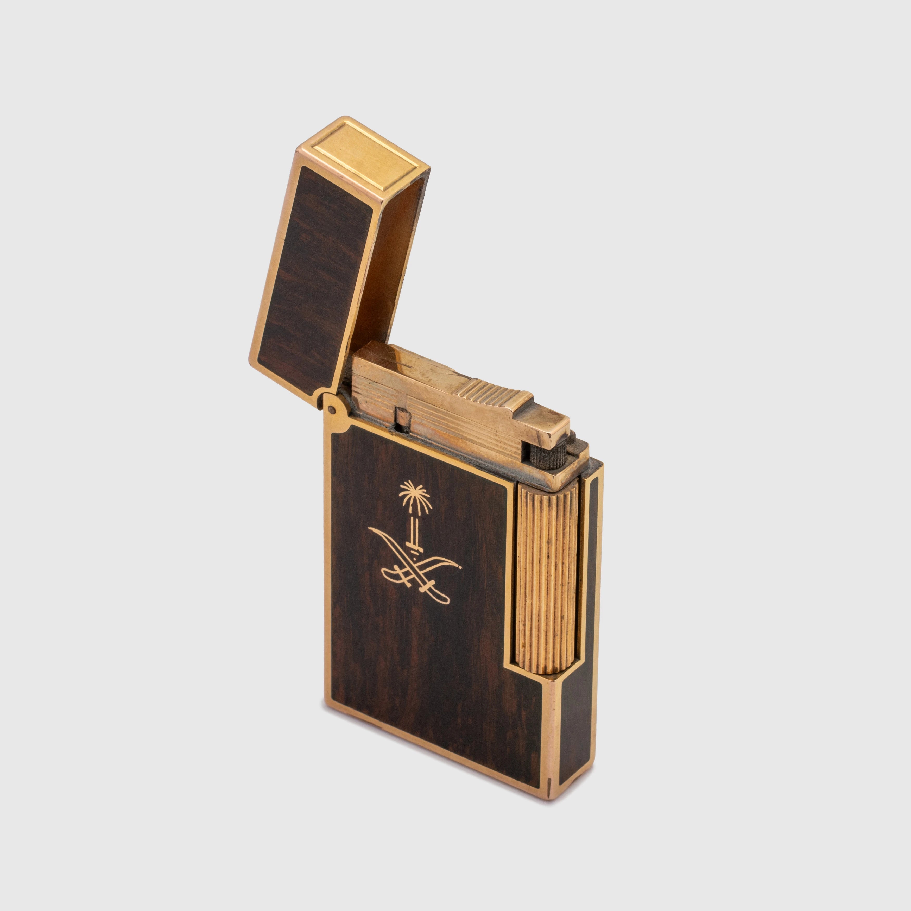 St. Dupont Lighter 'Saudi Palm' Logo Wood Finish