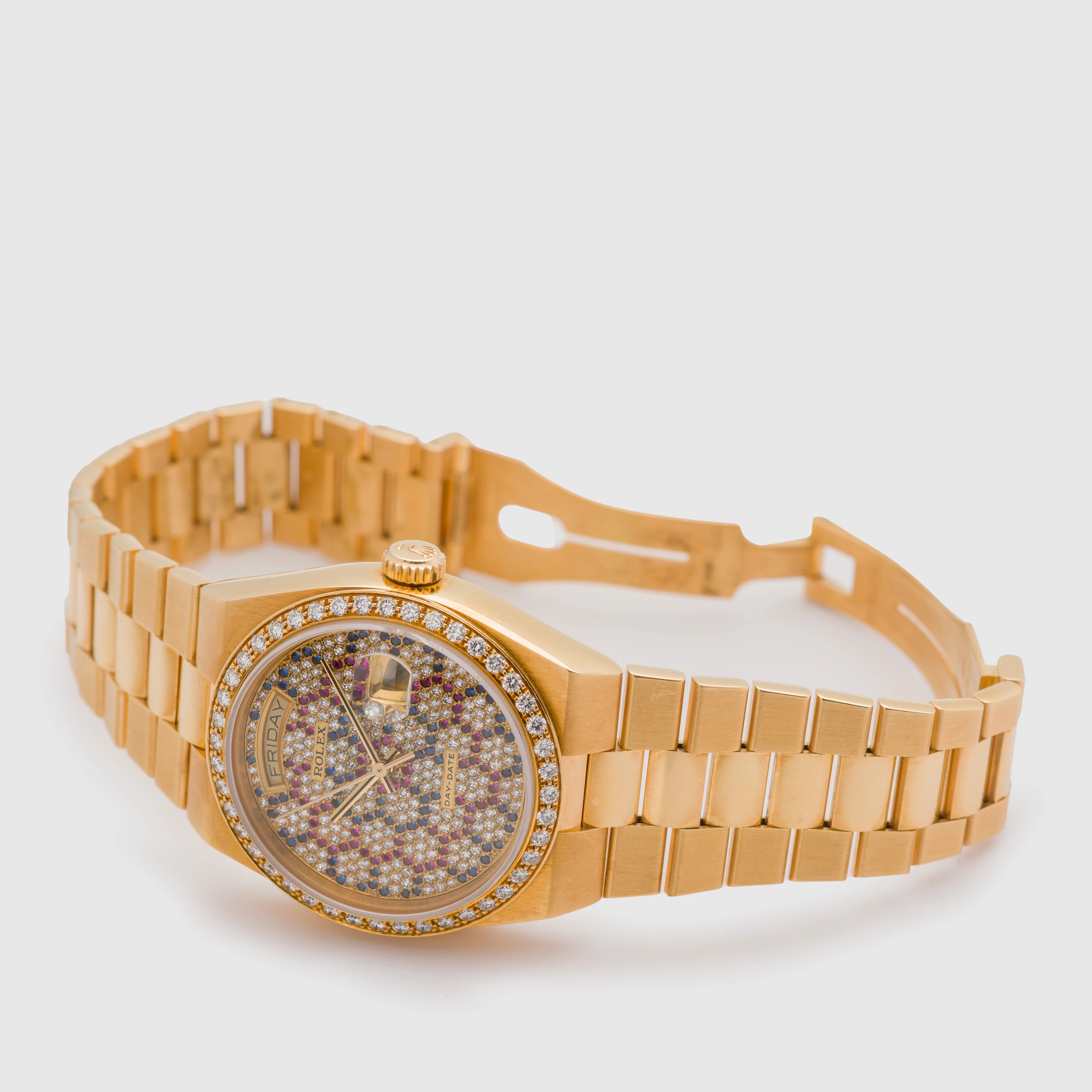 1986 Rolex Day Date Oysterquartz Honeycomb Diamond Dial Ref. 19048