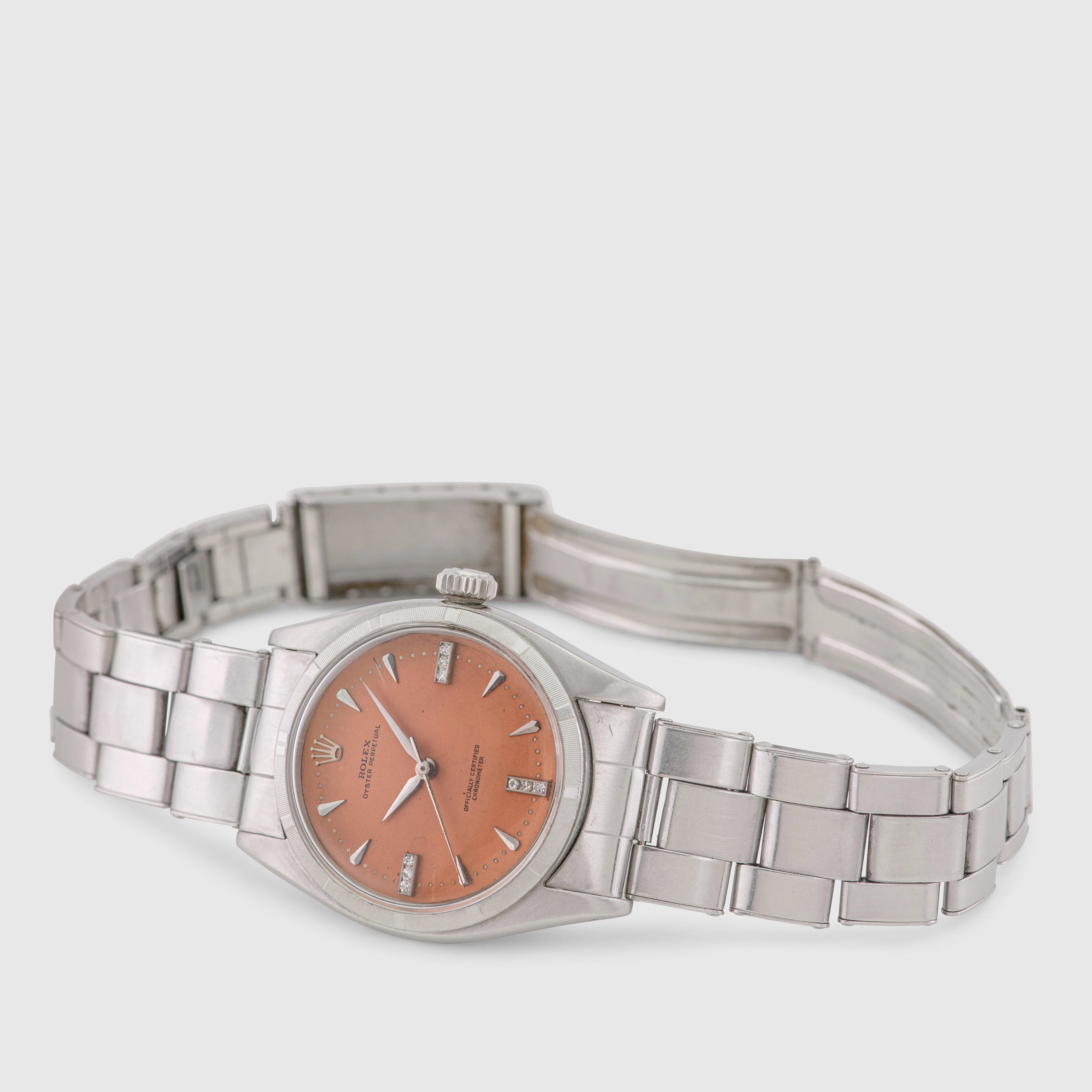 1954 Rolex Oyster Perpetual Salmon Diamond Dial Ref. 6580 'Possibly Unique'