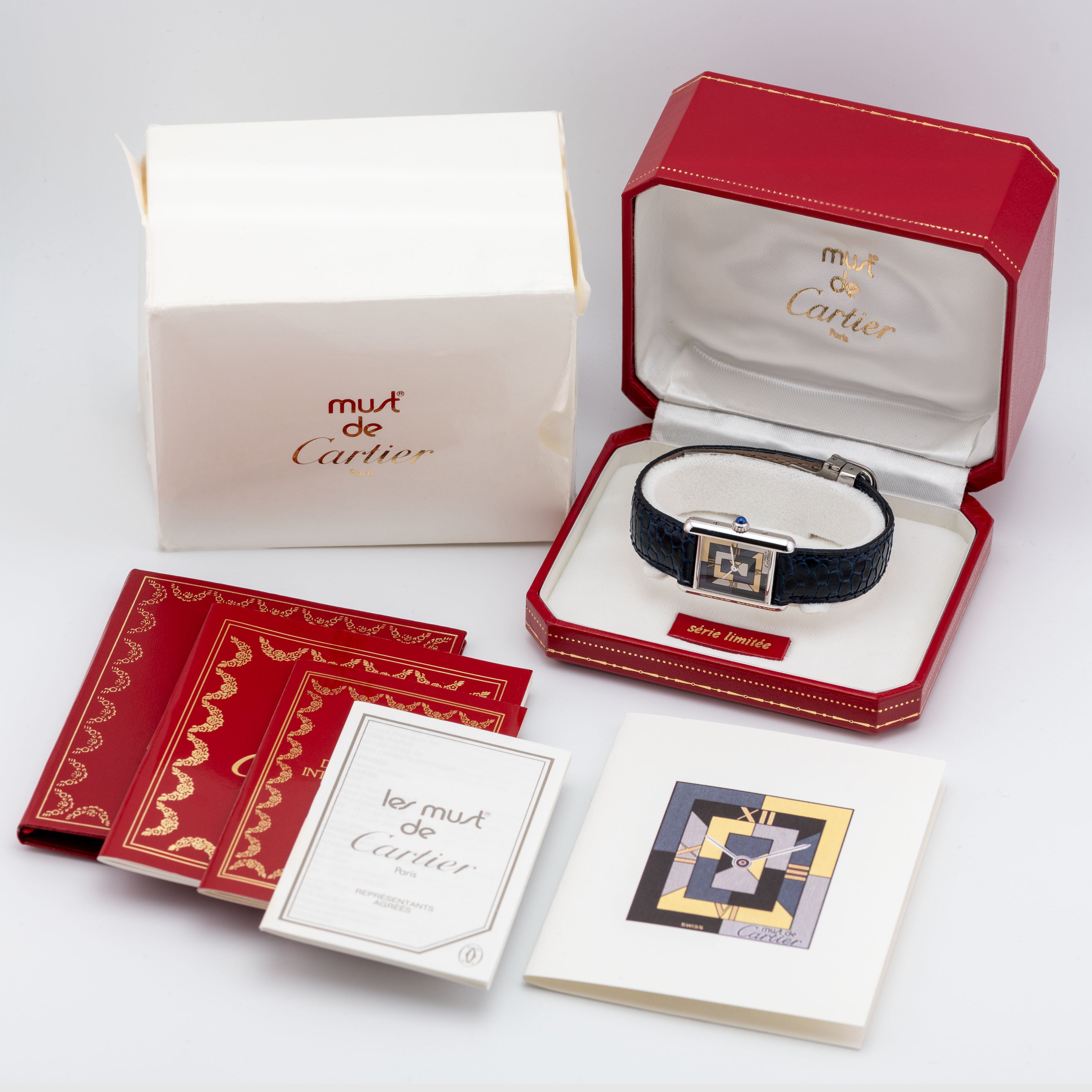 1995 Cartier Tank Must de Cartier Art Deco Dial NOS 925 Silver Ref. W1008195 (Full Set)