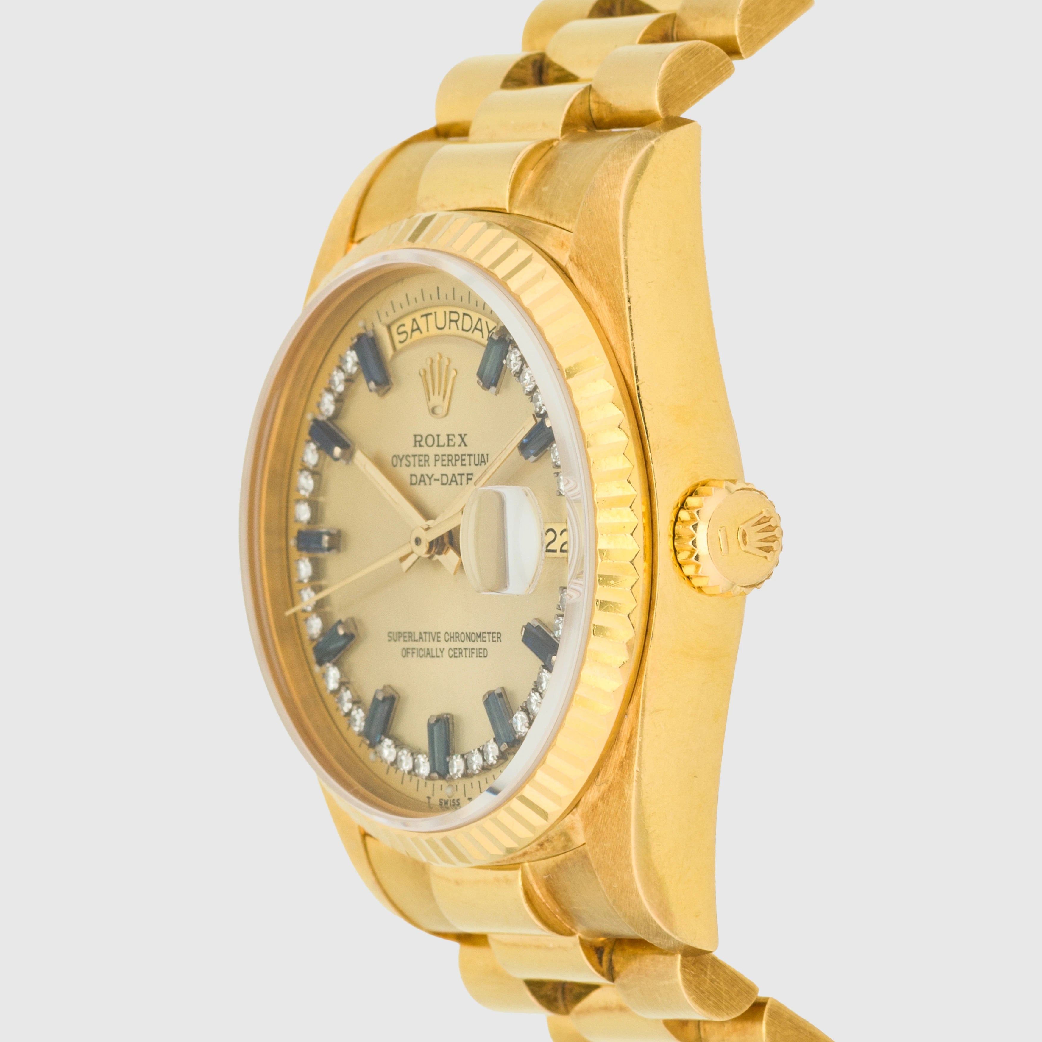 1979 Rolex Day Date Diamond String Sapphire Baguette Dial Ref. 18038