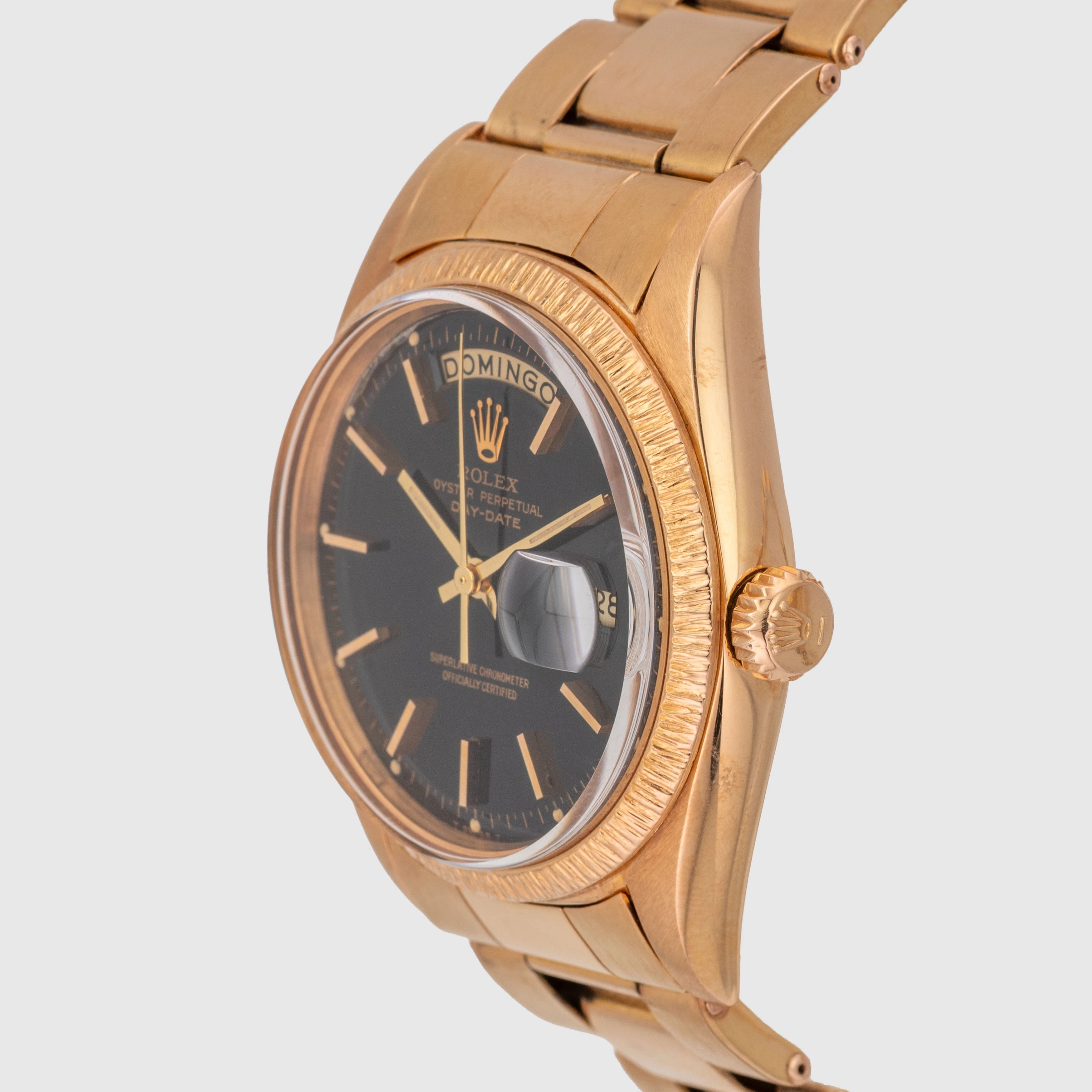 1965 Rolex Day Date Pink Gold Riveted Stretch Oyster Ref. 1807