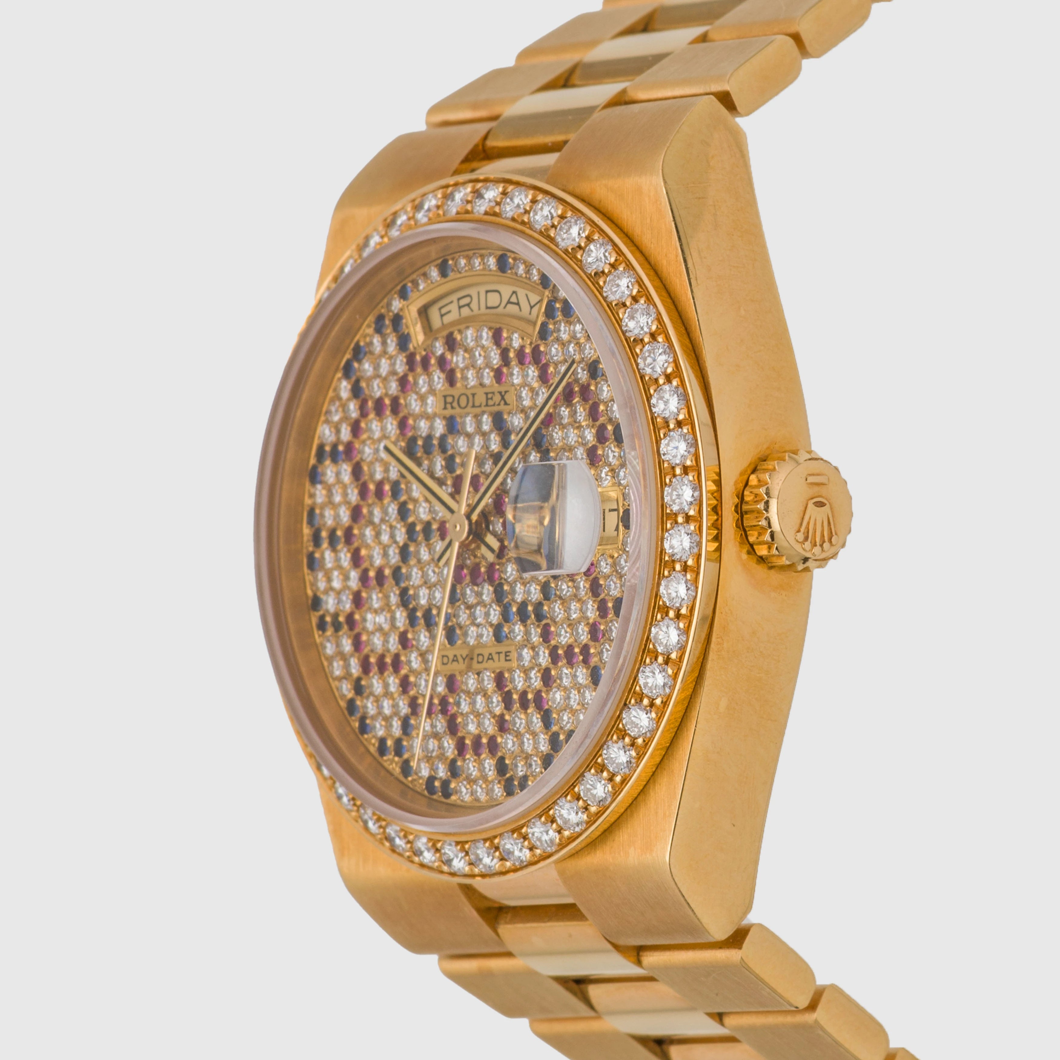 1986 Rolex Day Date Oysterquartz Honeycomb Diamond Dial Ref. 19048
