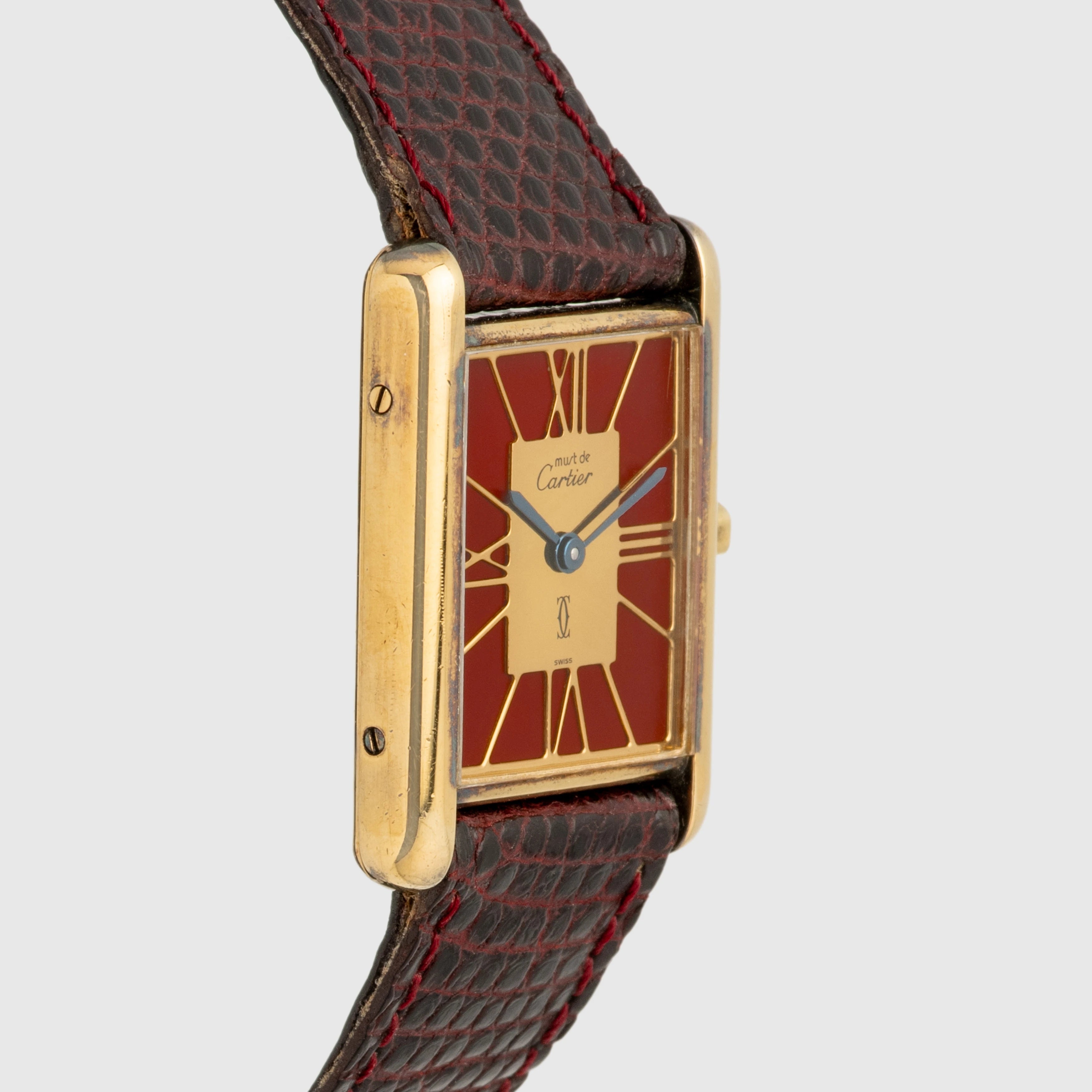 1980's Cartier Must De Cartier Tank 'Red Deco Dial' Ref. 681006