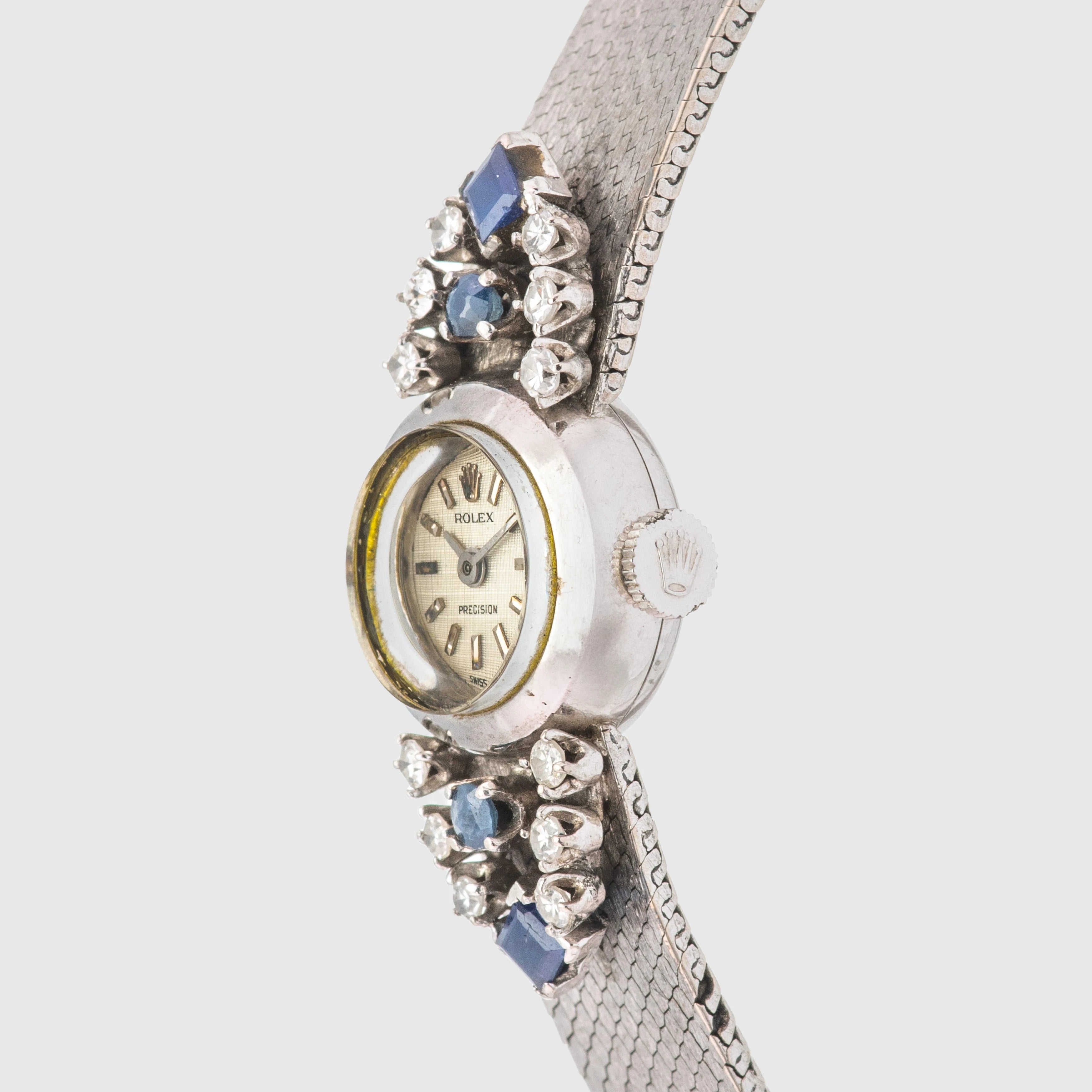 1971 Rolex Ladies Precision White Gold Diamond & Sapphire Ref. 2166