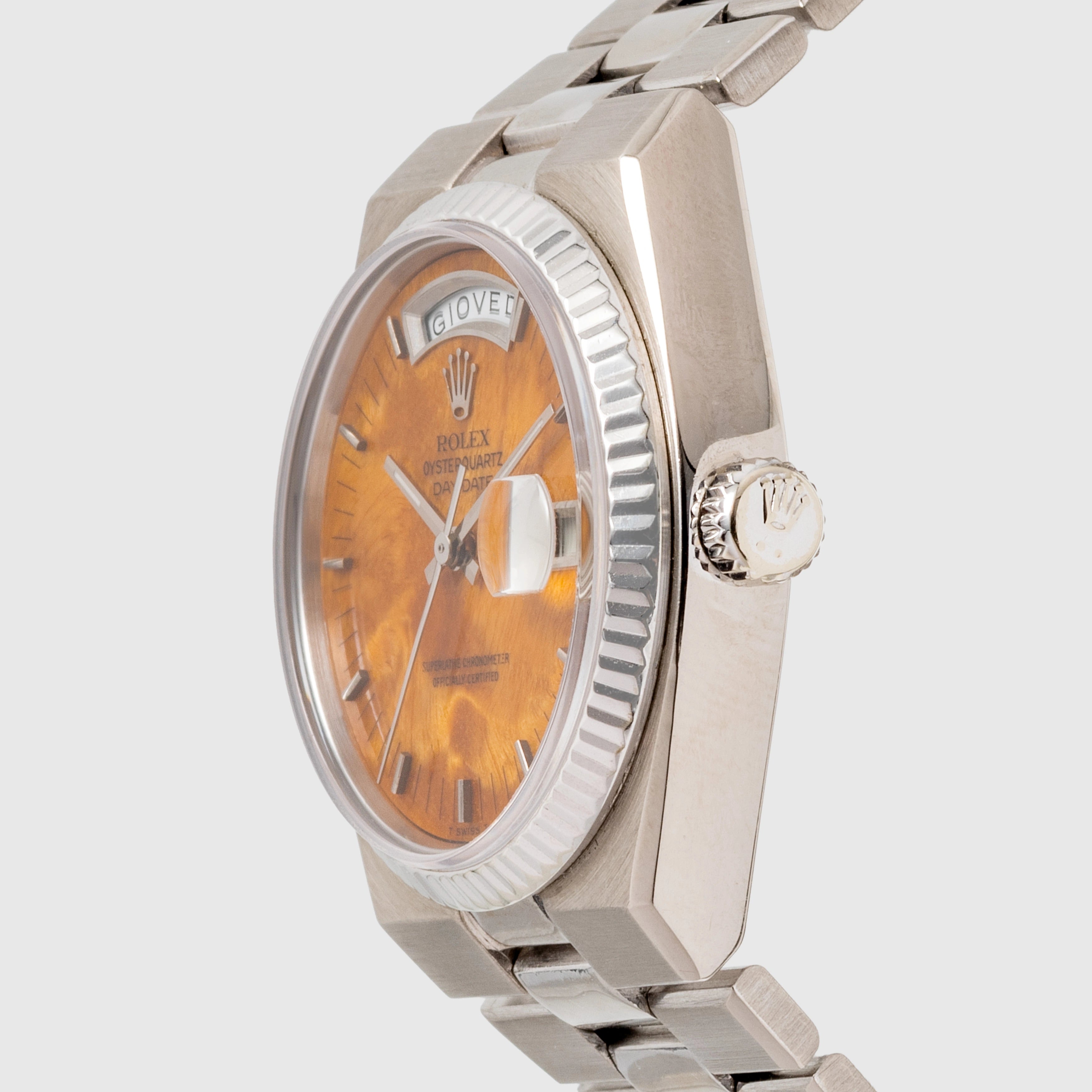 1978 Rolex Day Date Oysterquartz Birch Wood Dial Ref. 19019