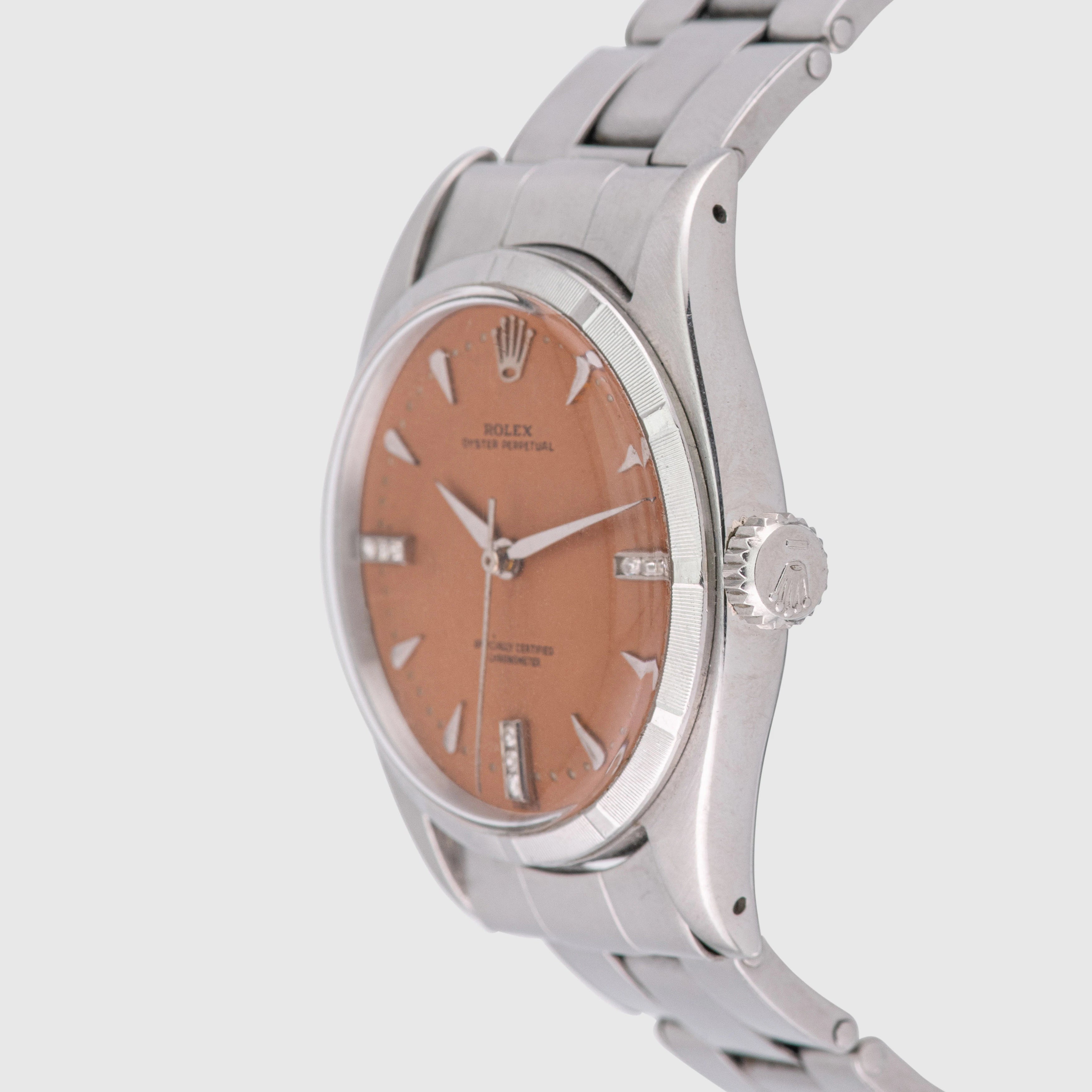 1954 Rolex Oyster Perpetual Salmon Diamond Dial Ref. 6580 'Possibly Unique'