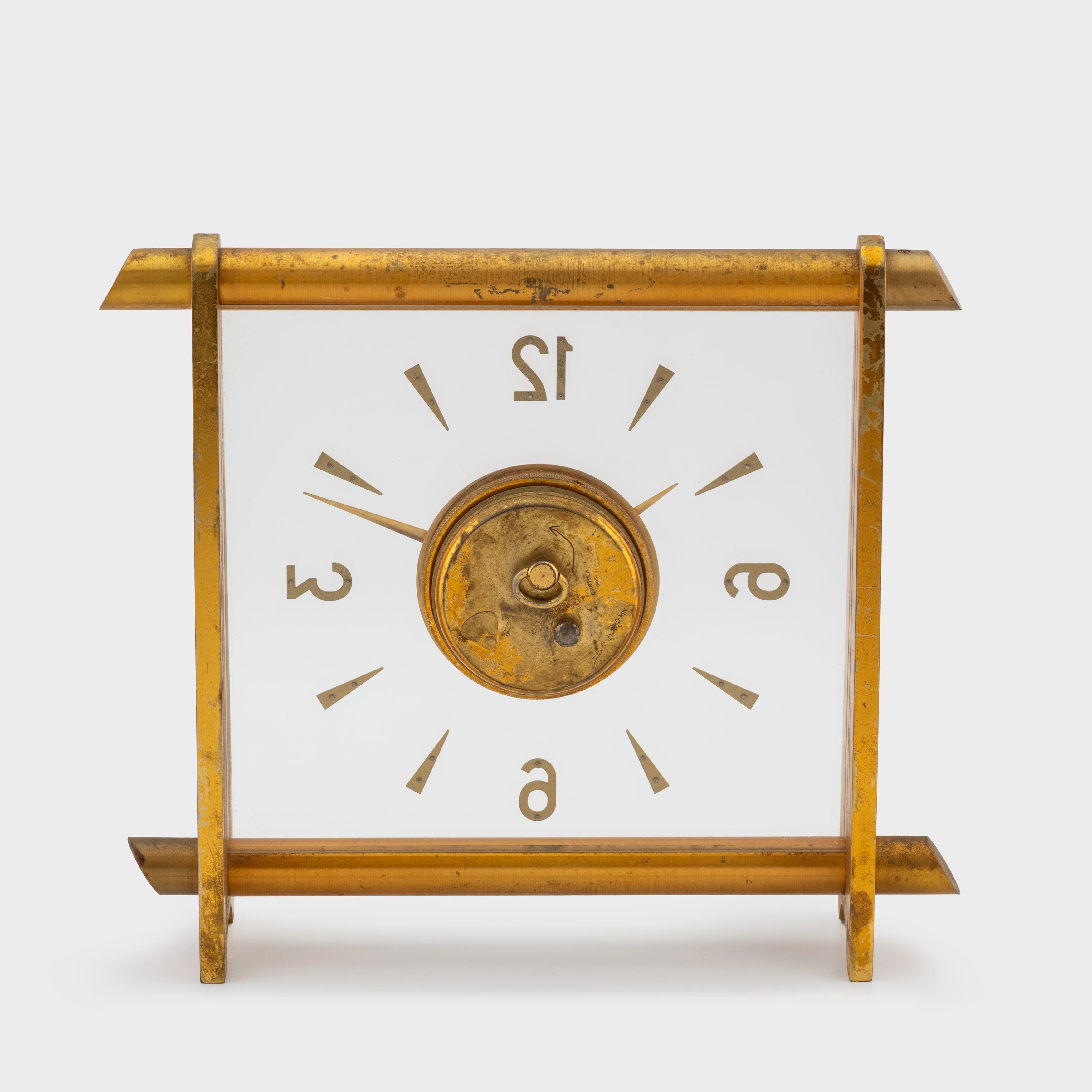 1950's Cartier Gilt Brass 8 Day Table Clock