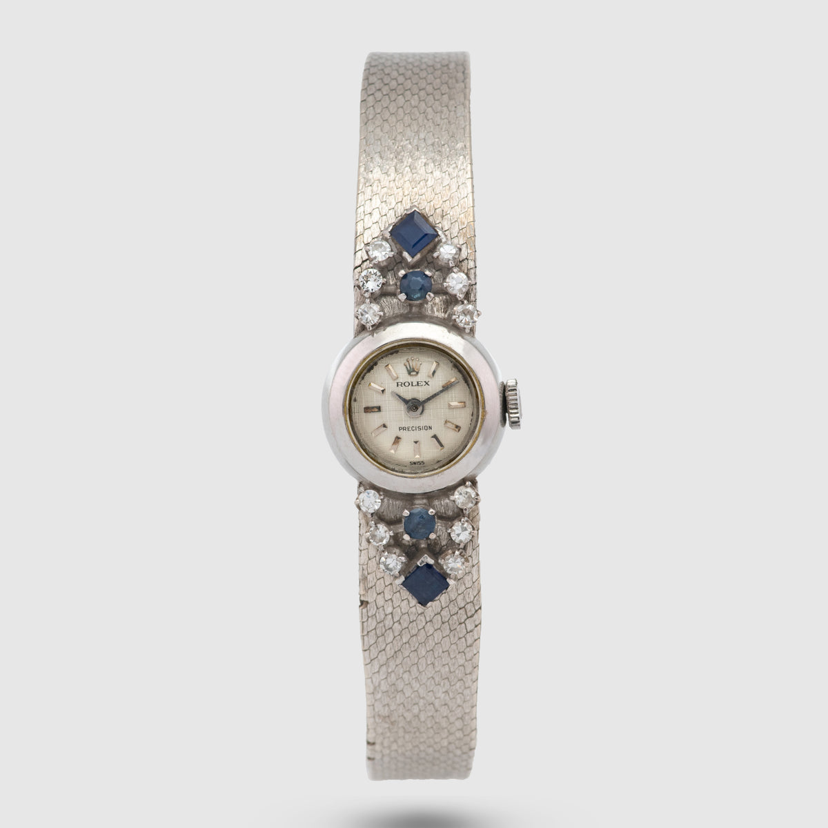 1971 Rolex Ladies Precision White Gold Diamond & Sapphire Ref. 2166