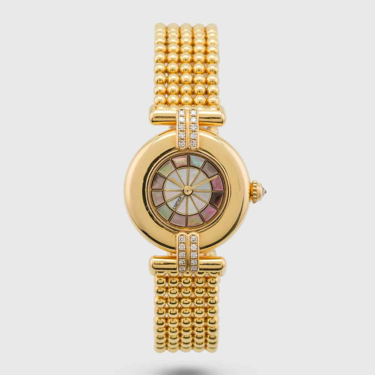 1990's Cartier Colisee Mother of Pearl Dial Diamonds Beads Bracelet Ref. 19801 (with Box)