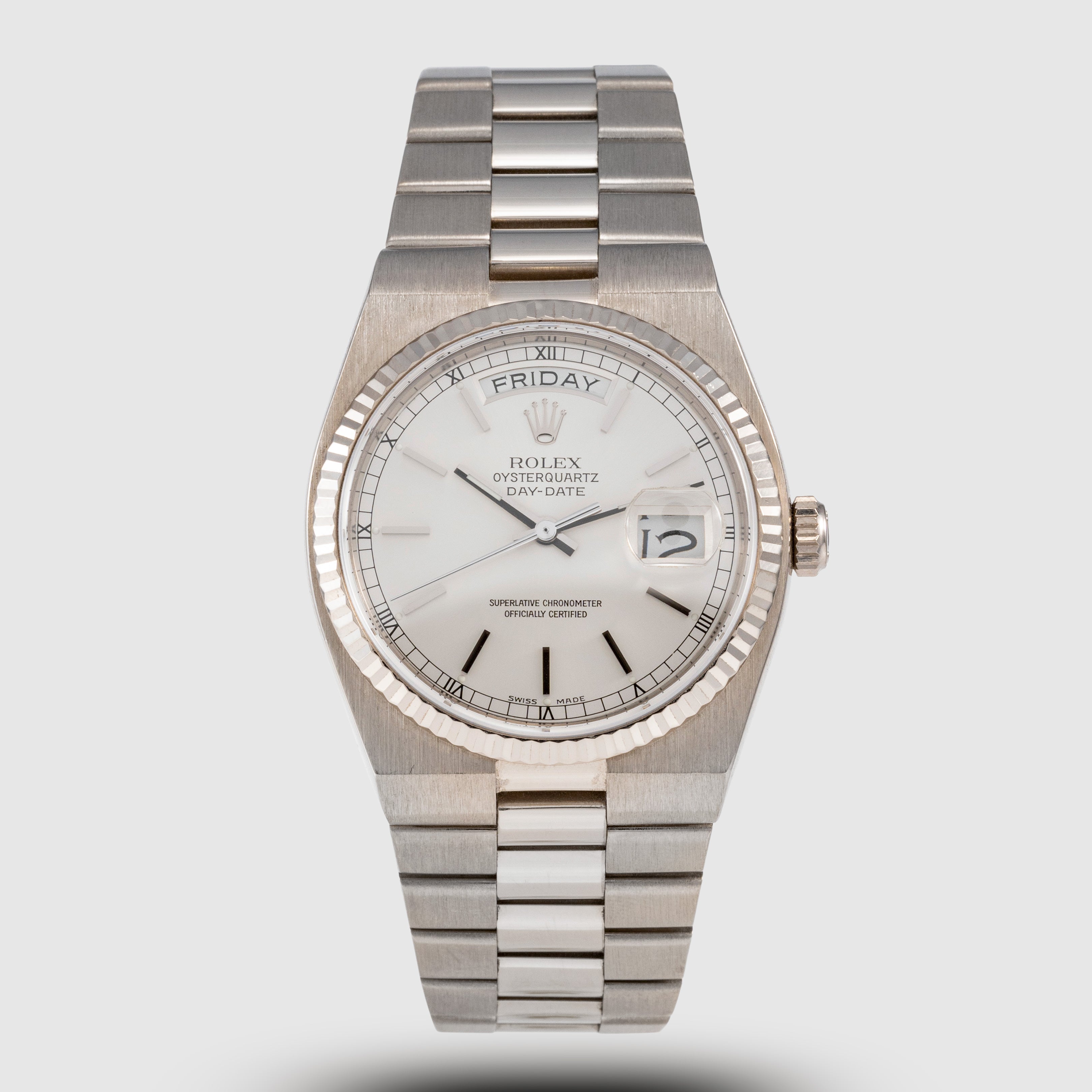 2000 Rolex Oysterquartz Day Date Silver Dial Unpolished Ref. 19019