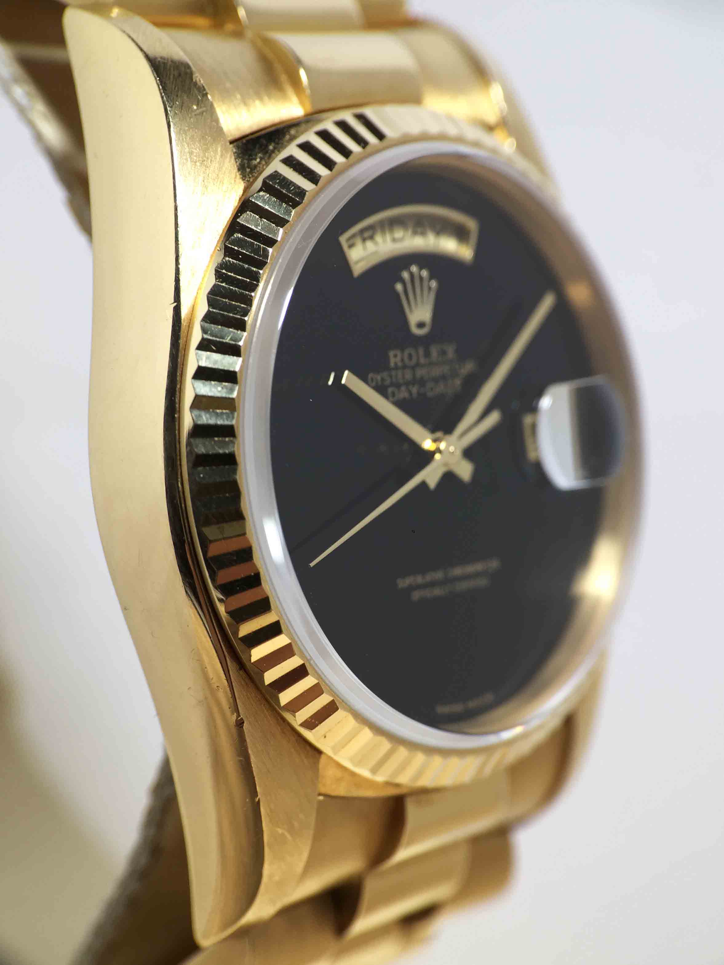 1988 Rolex Day Date Onyx Dial Unpolished Ref. 18038 (with Box & Booklet)