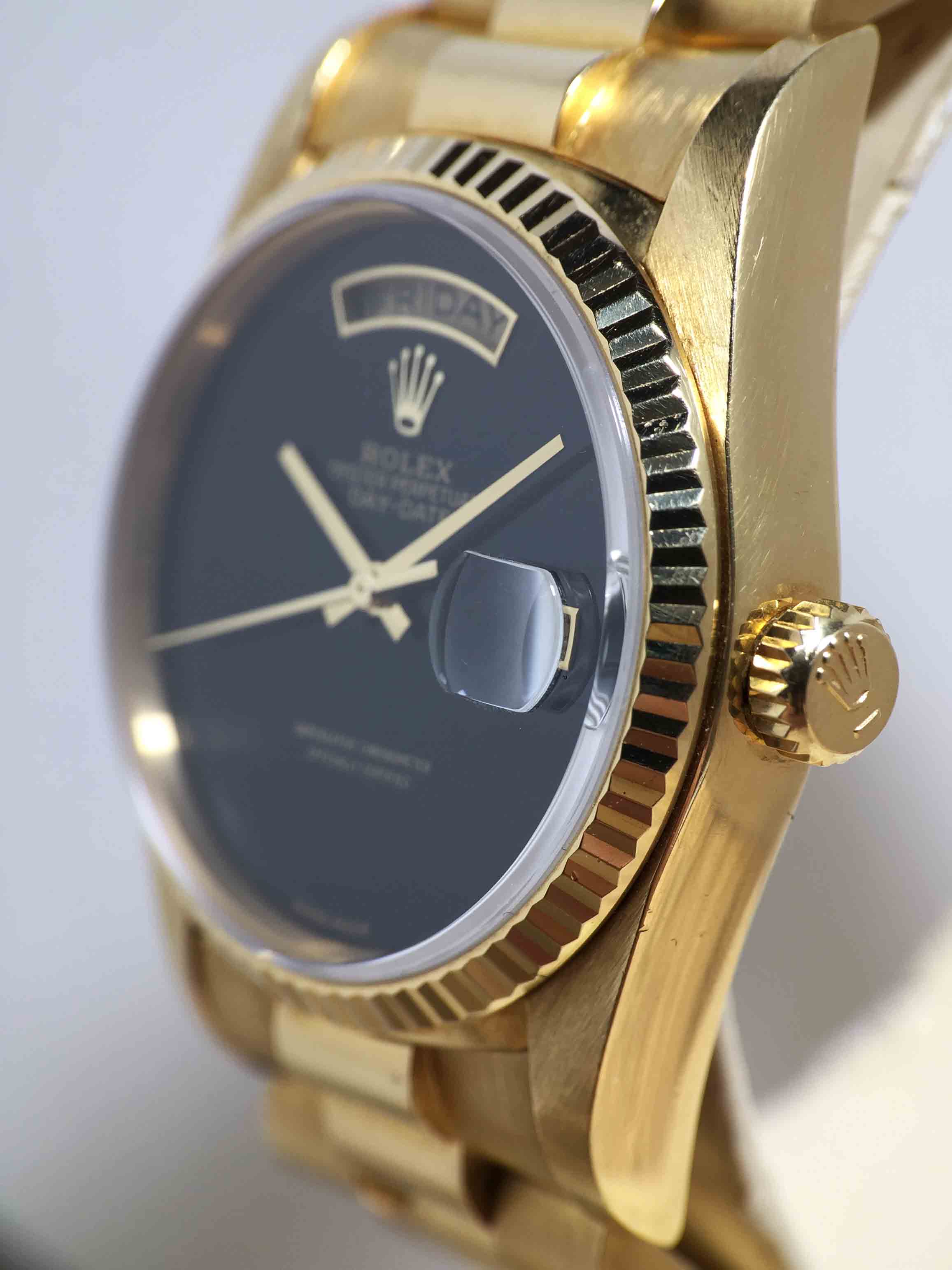 1988 Rolex Day Date Onyx Dial Unpolished Ref. 18038 (with Box & Booklet)
