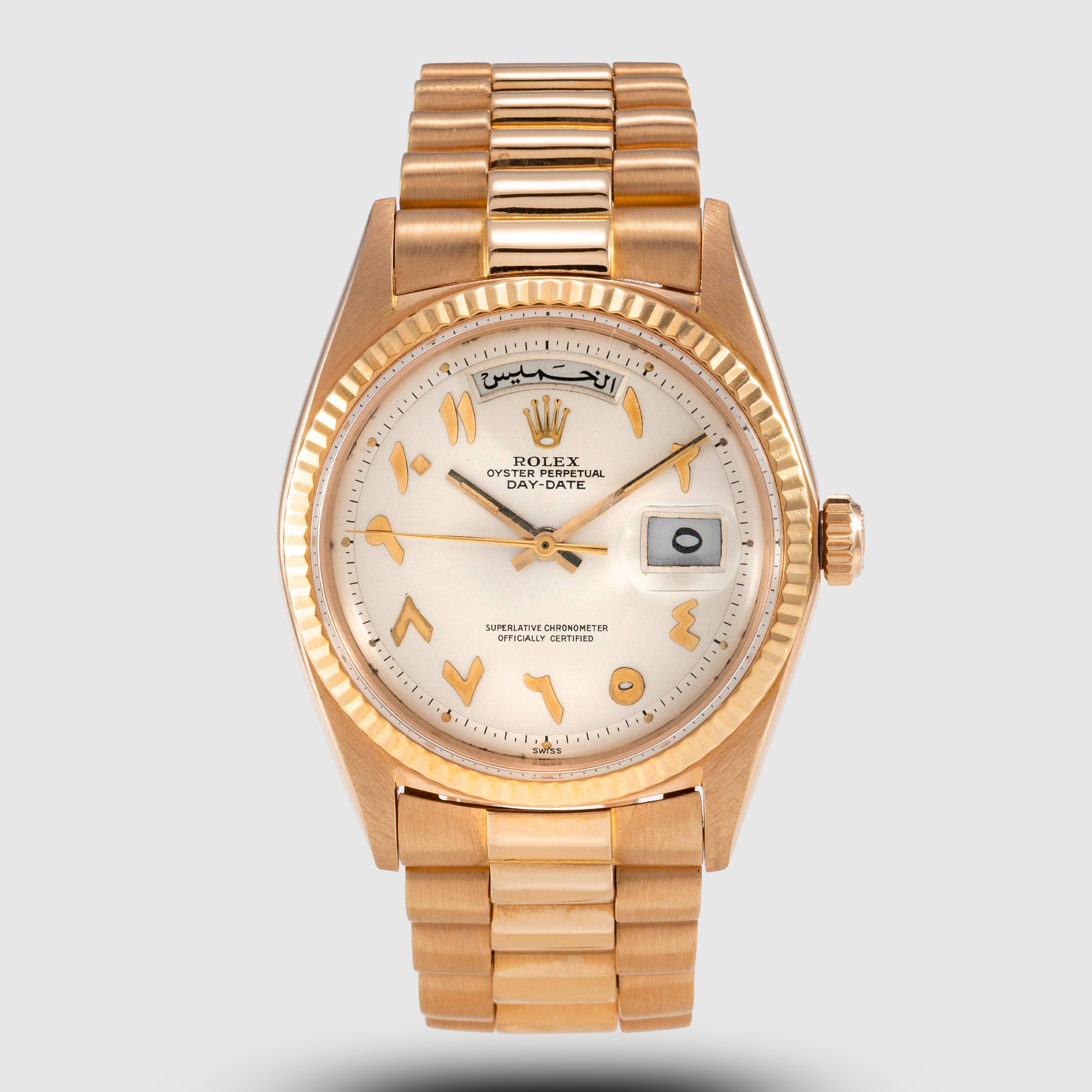 1966 Rolex Day Date Pink Gold Arabic Hindi Dial Ref. 1803 (with RSC & Invoice)