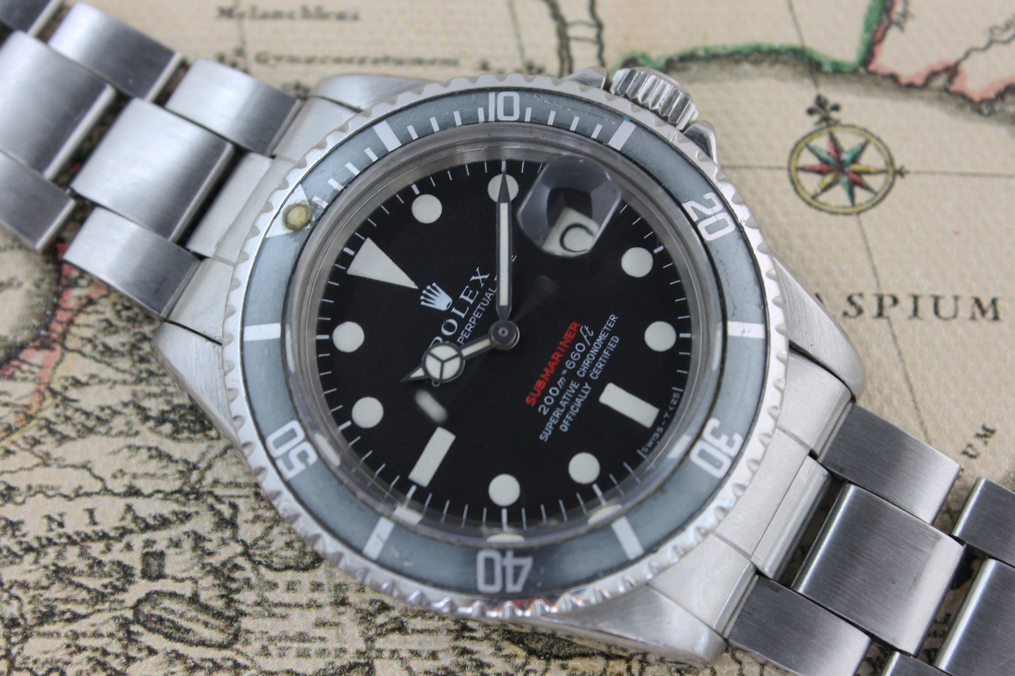 1968 - Rolex Red Submariner Mark II Ghost Bezel ( Full Set) - Momentum Dubai