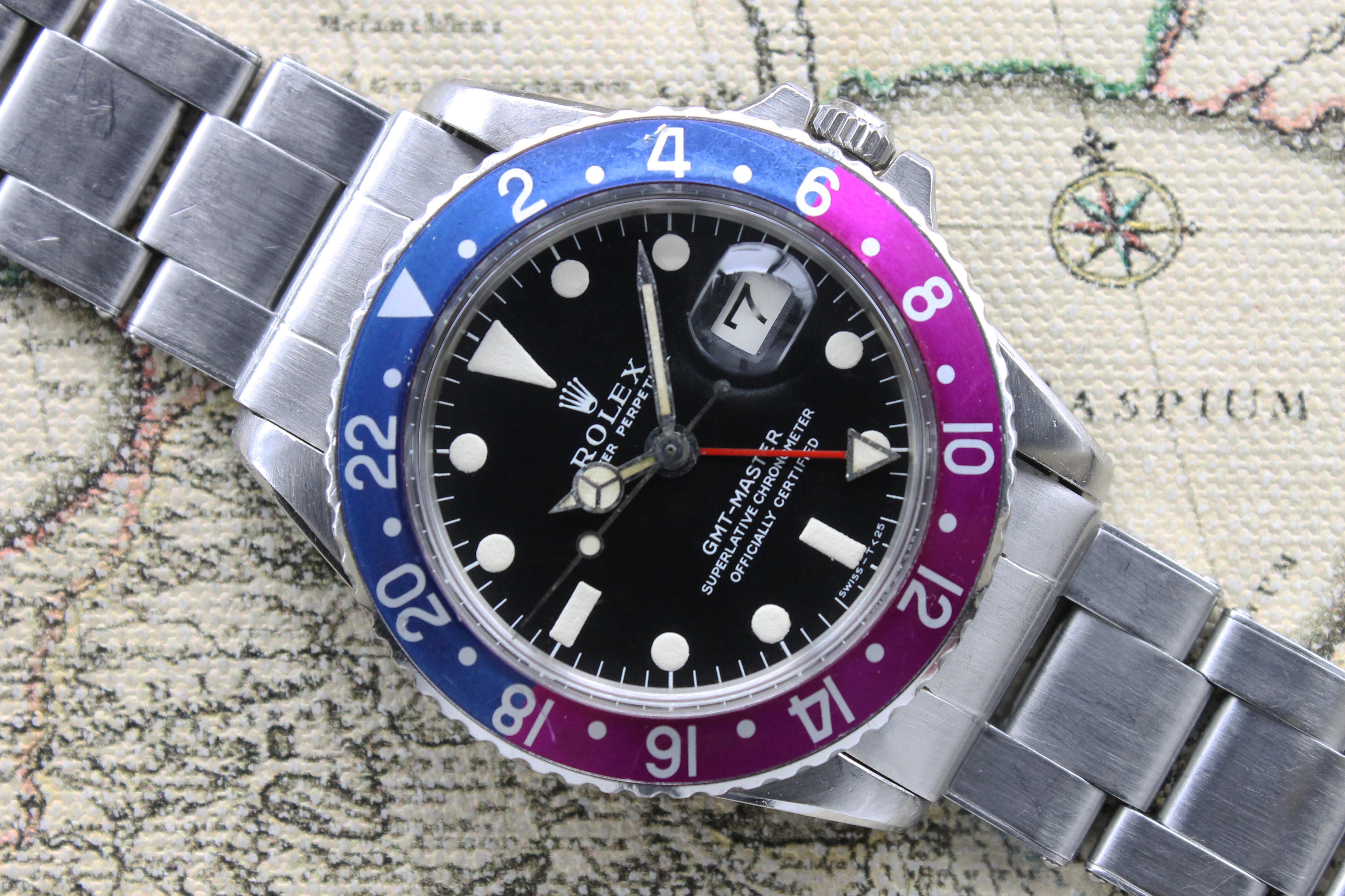 1968 Rolex GMT Master MK1 Unpolished Fuchsia Bezel Ref. 1675