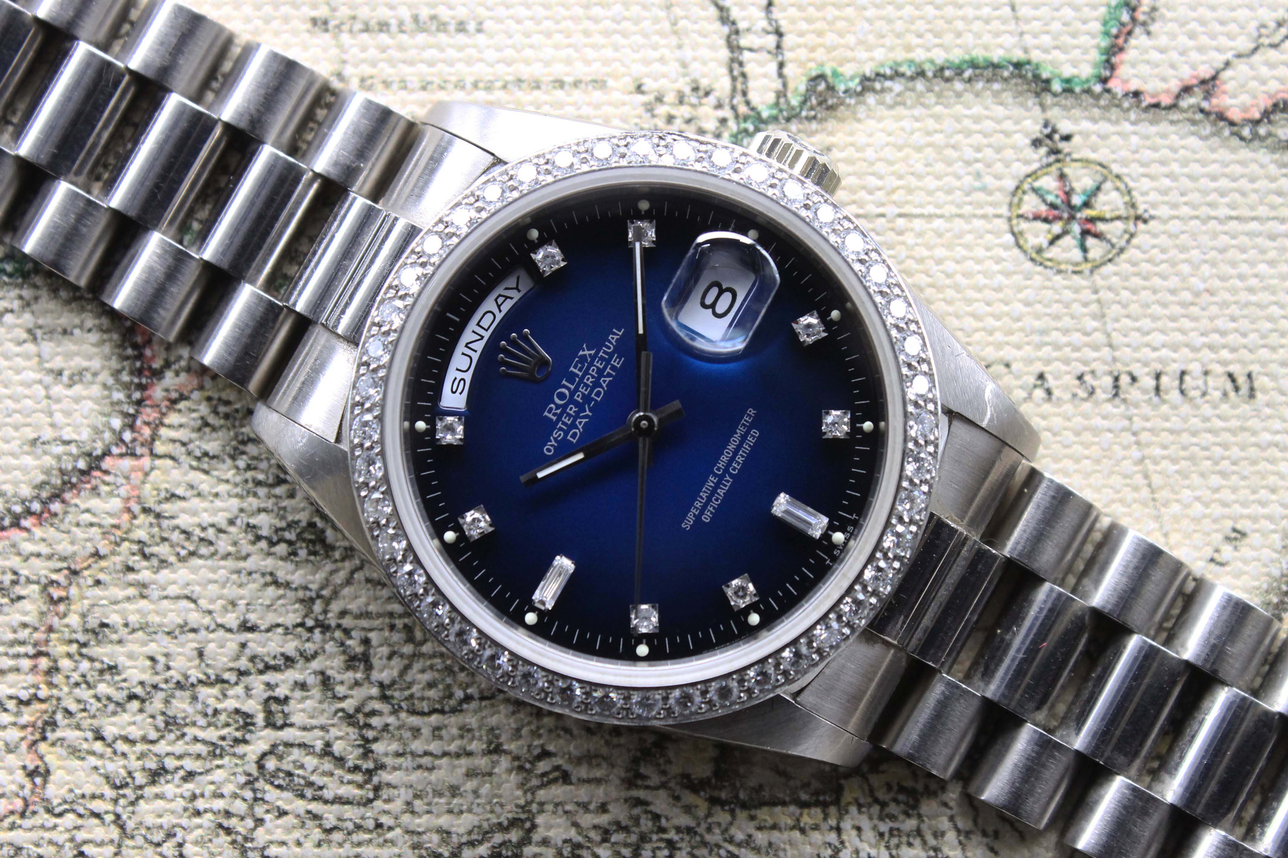 1990 Rolex Day Date Vignette Diamond Dial & Diamond Bezel Ref. 18349