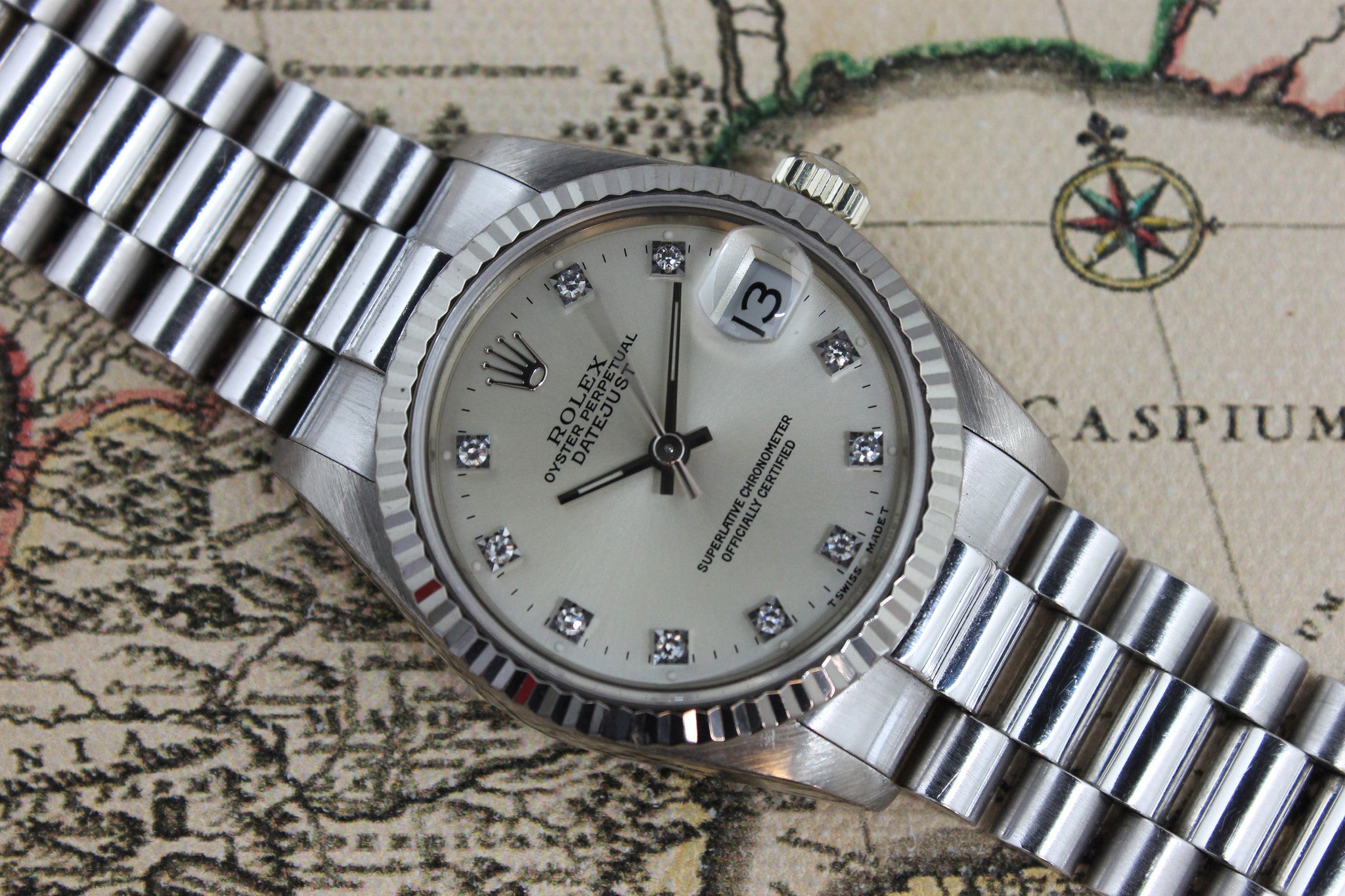 1991 - Rolex Datejust WG with Diamond Dial (With Box) - Momentum Dubai