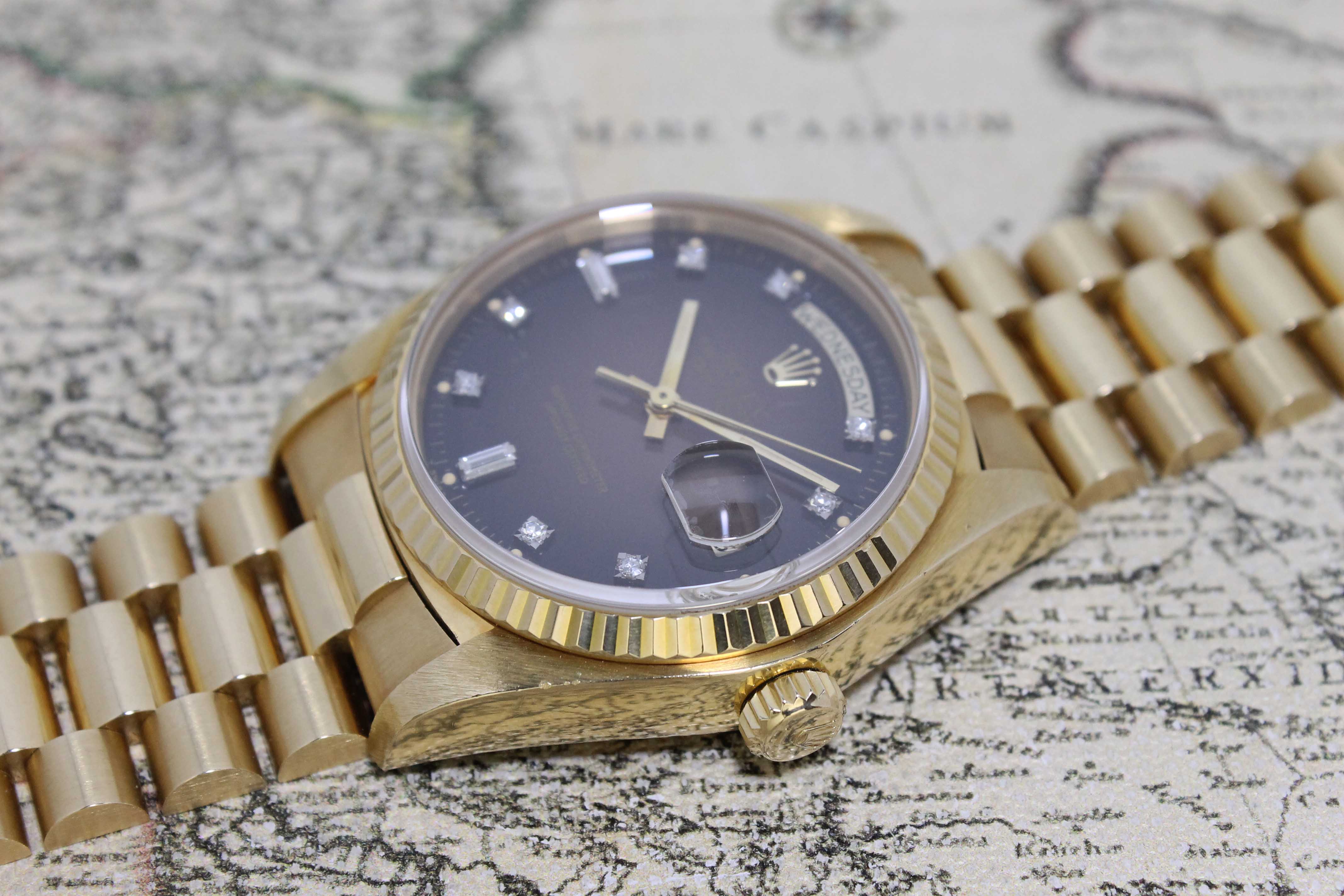 1979 Rolex Day Date Tobacco Brown Vignette Diamond Dial Ref. 18038