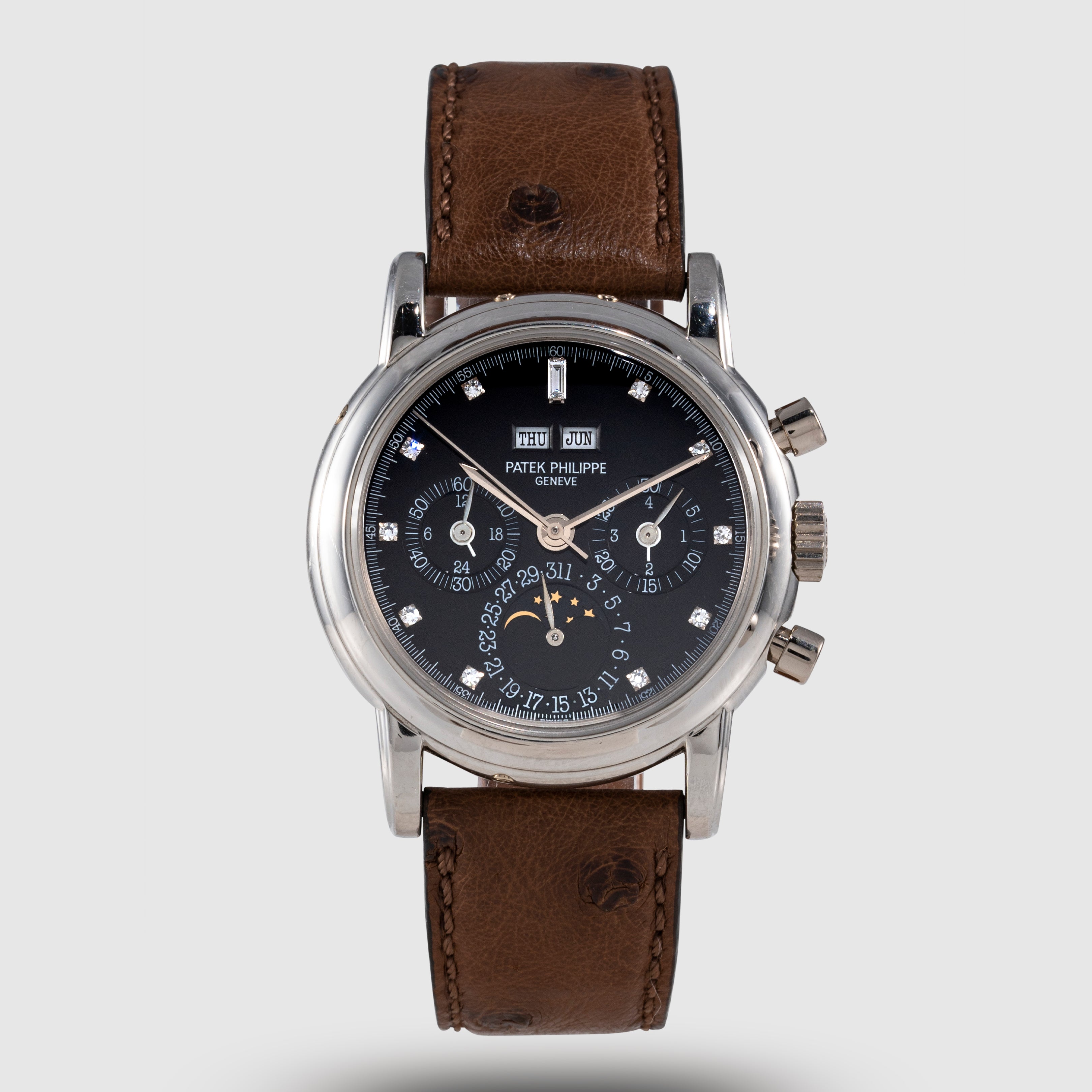 1993 Patek Philippe Platinum Black Diamond Dial Ref. 3970EP (w/ Extract)