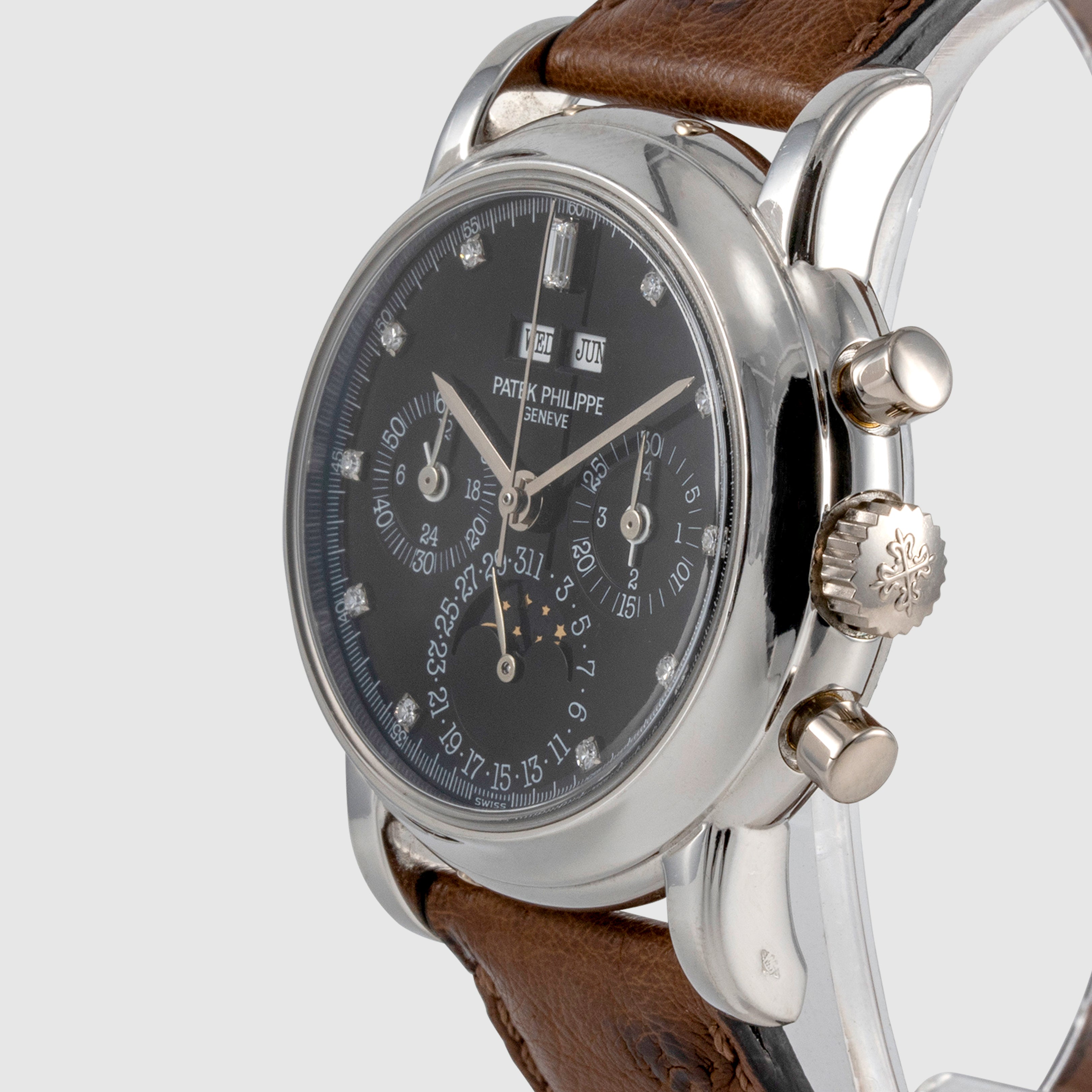 1993 Patek Philippe Platinum Black Diamond Dial Ref. 3970EP (w/ Extract)