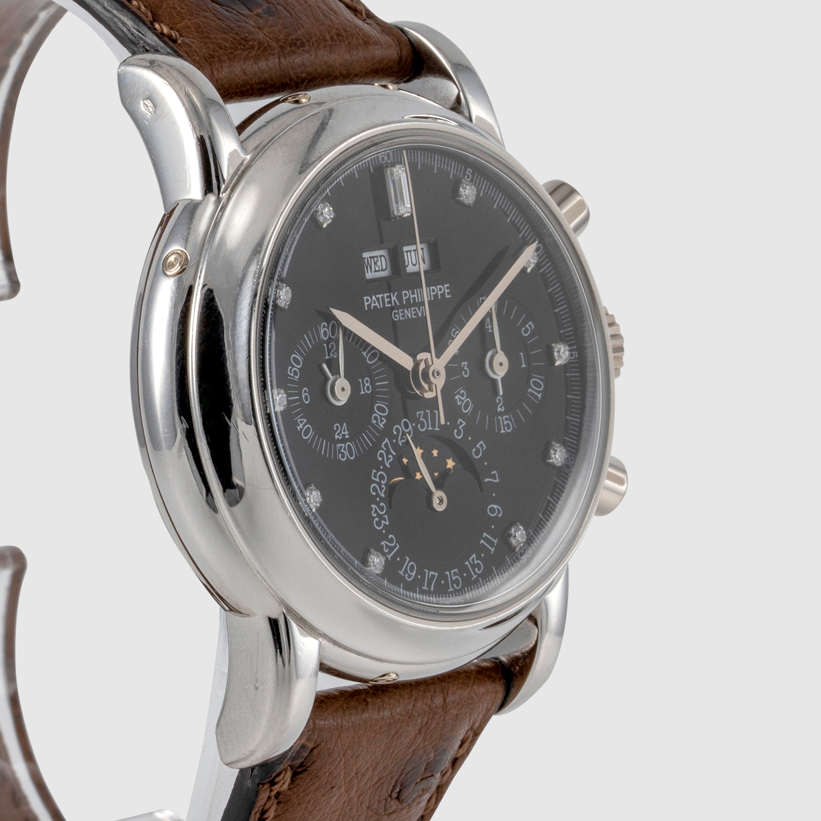 1993 Patek Philippe Platinum Black Diamond Dial Ref. 3970EP (w/ Extract)