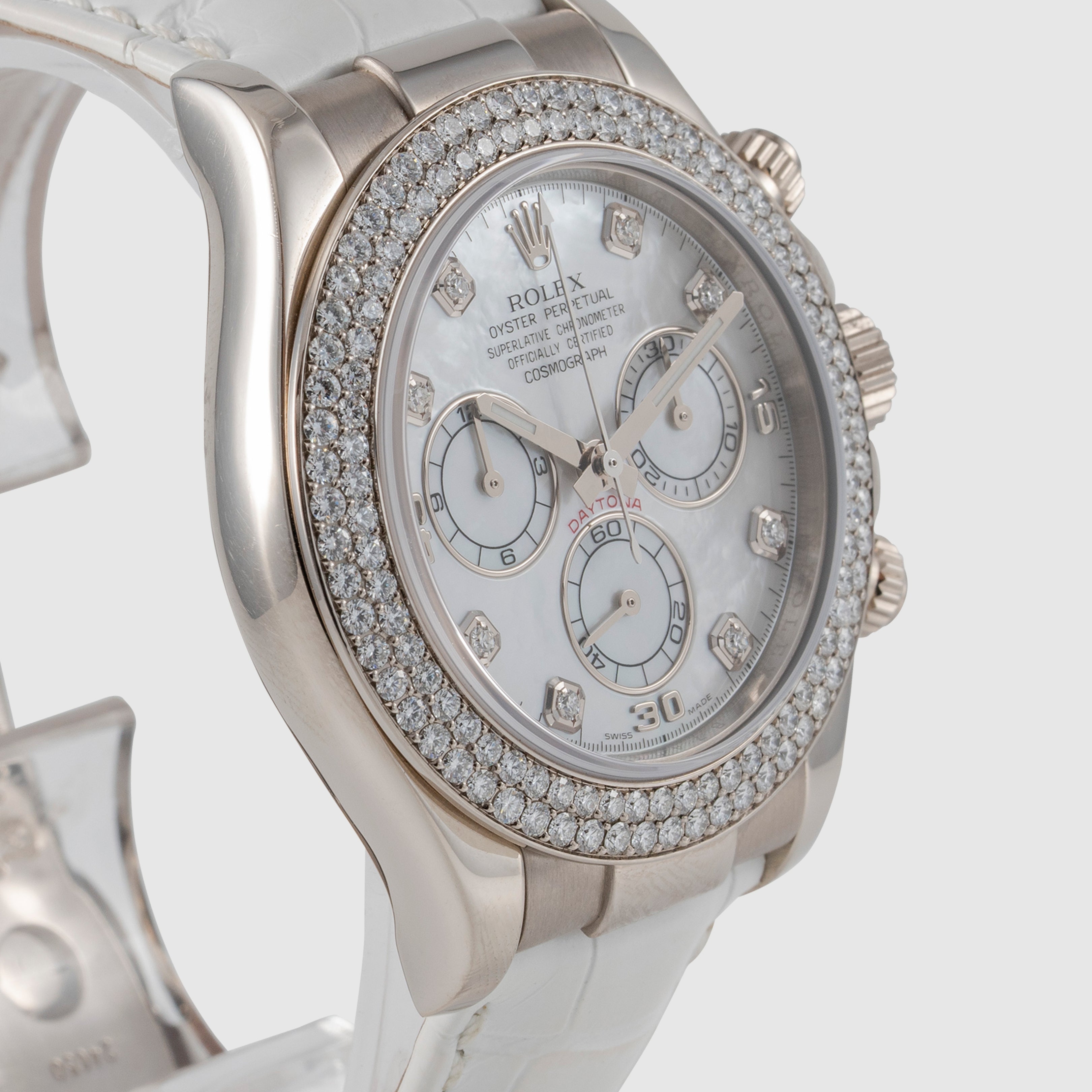 2006 Rolex Daytona White MOP Dial & Factory Diamond Bezel Ref. 116589 (with Warranty Card)