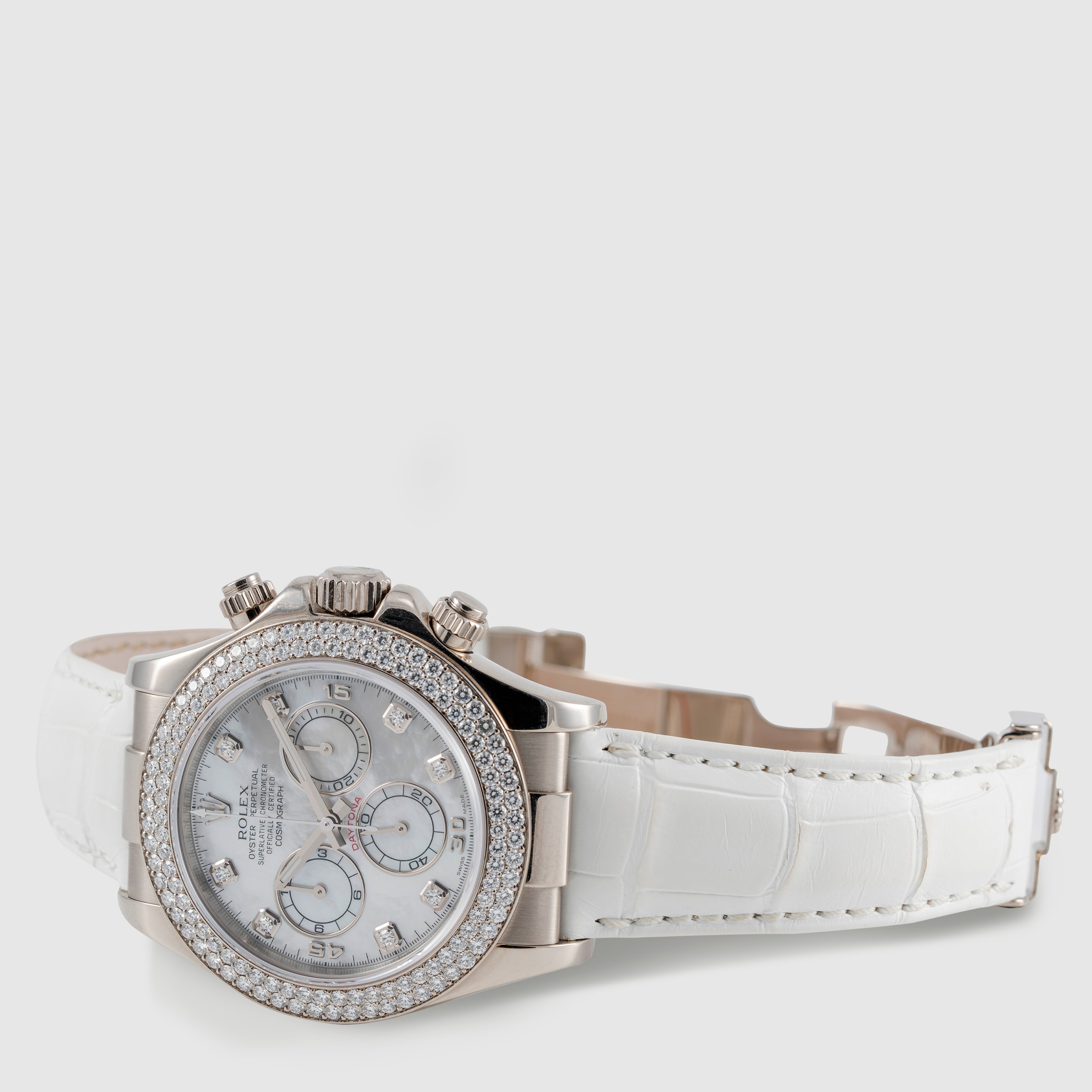 2006 Rolex Daytona White MOP Dial & Factory Diamond Bezel Ref. 116589 (with Warranty Card)