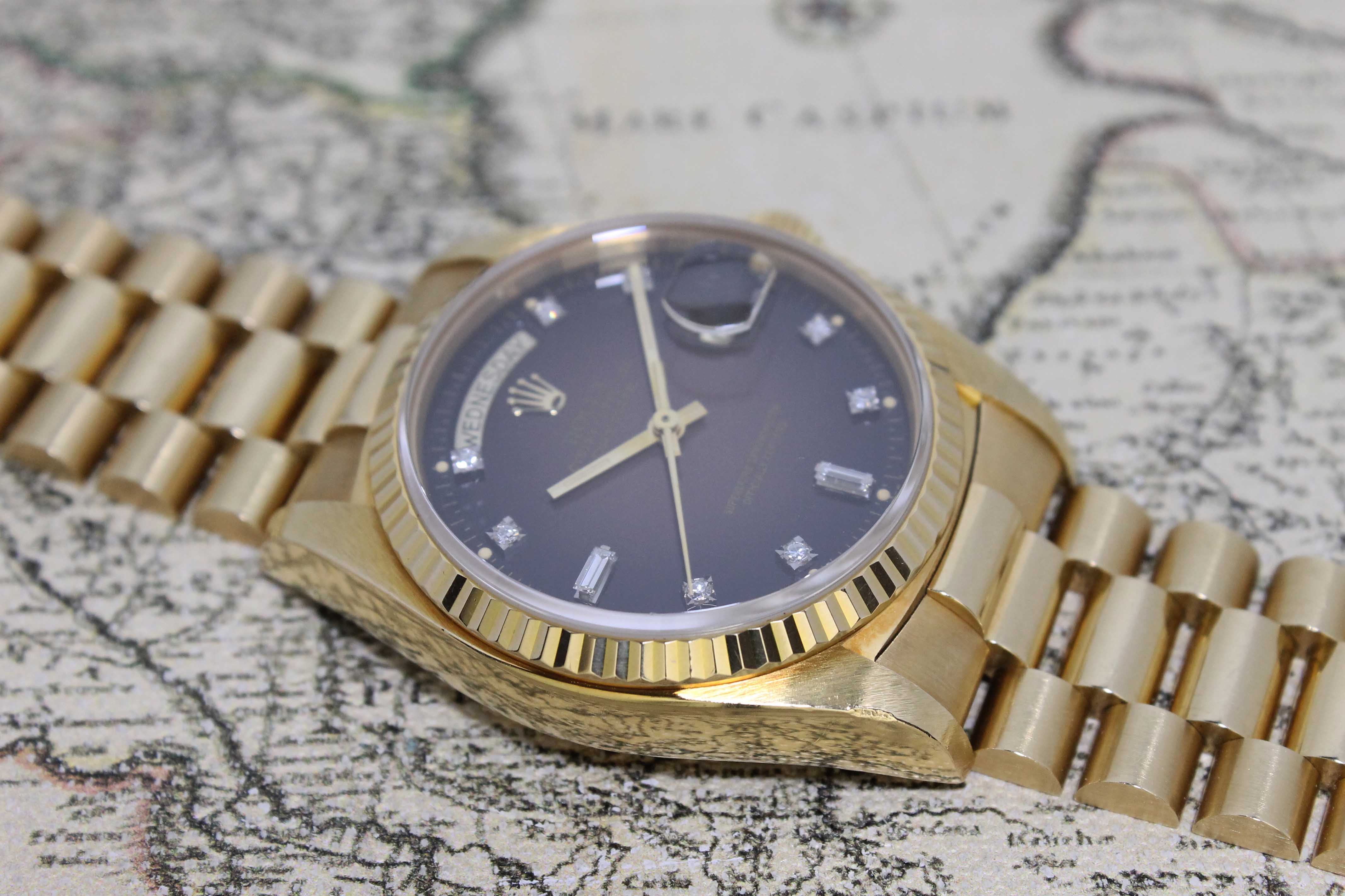 1979 Rolex Day Date Tobacco Brown Vignette Diamond Dial Ref. 18038