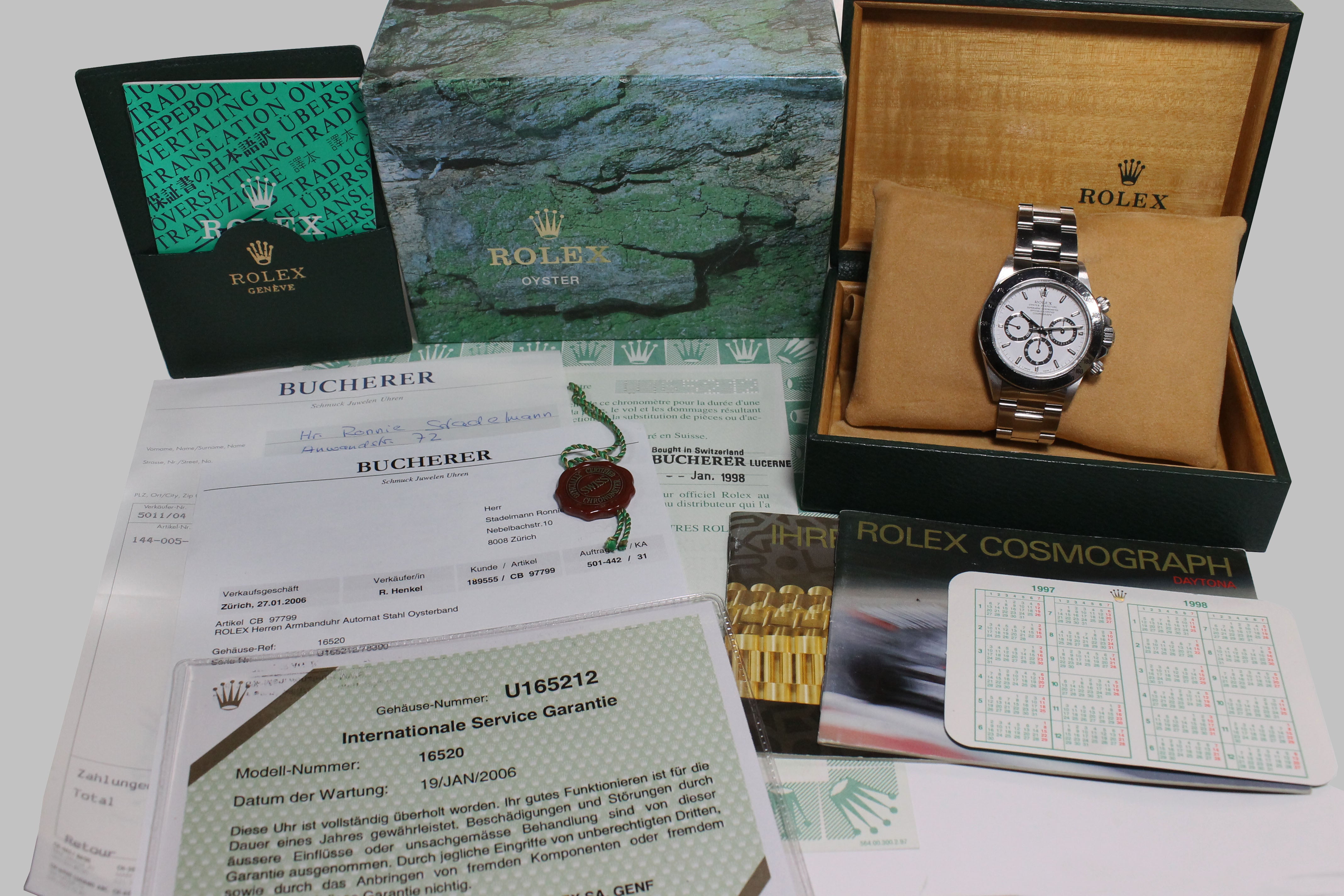 1997 Rolex Daytona White Tritium Dial Ref. 16520 (Full Set)