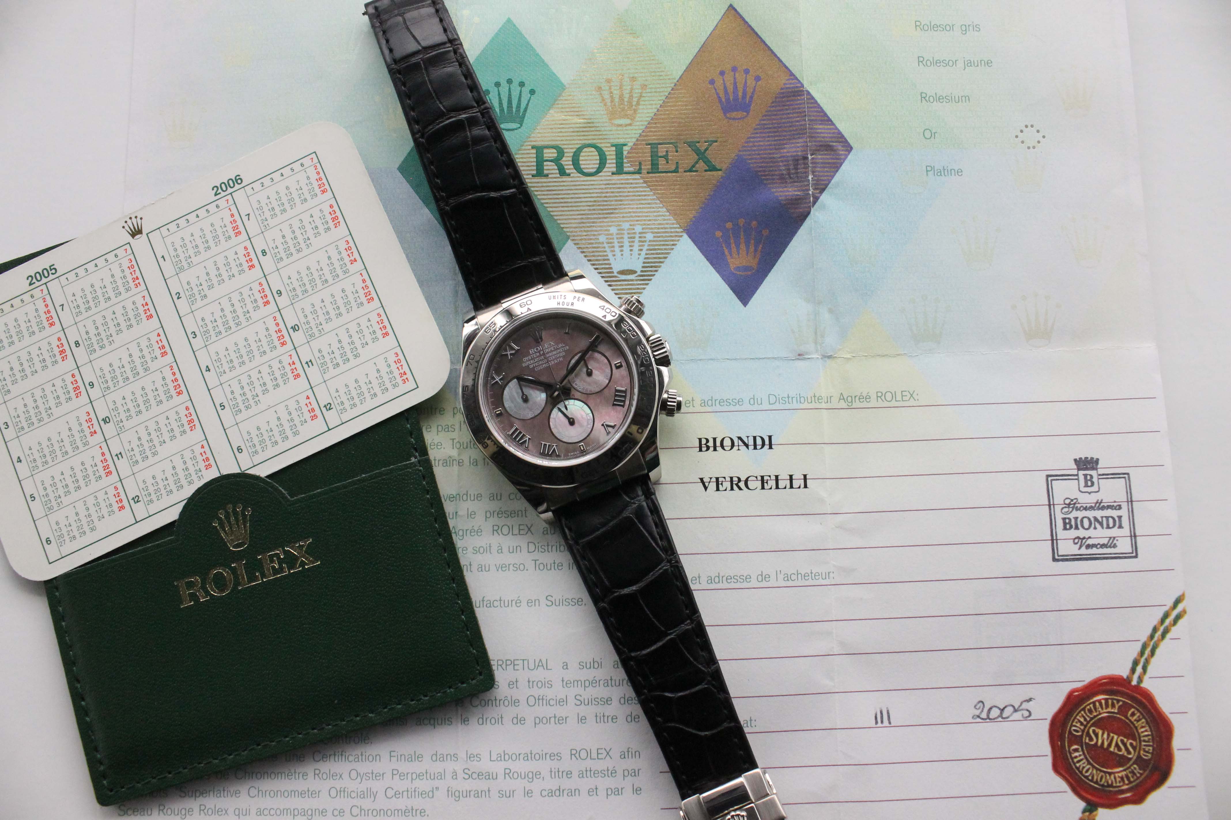 2004 Rolex Daytona Tahitian MOP Dial Ref. 116519 (with Certificate)