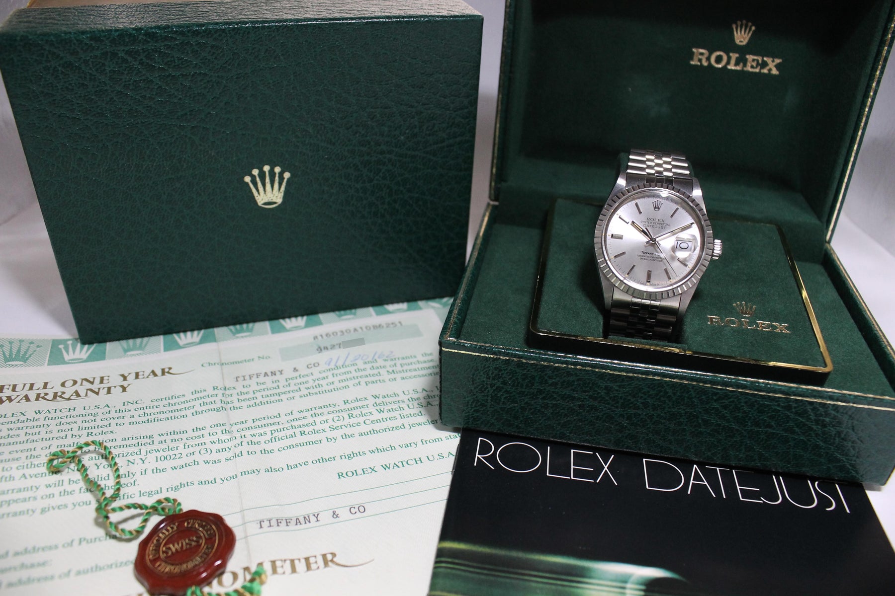 1987 Rolex Datejust NOS Tiffany & Co. Ref. 16030  (Full Set)
