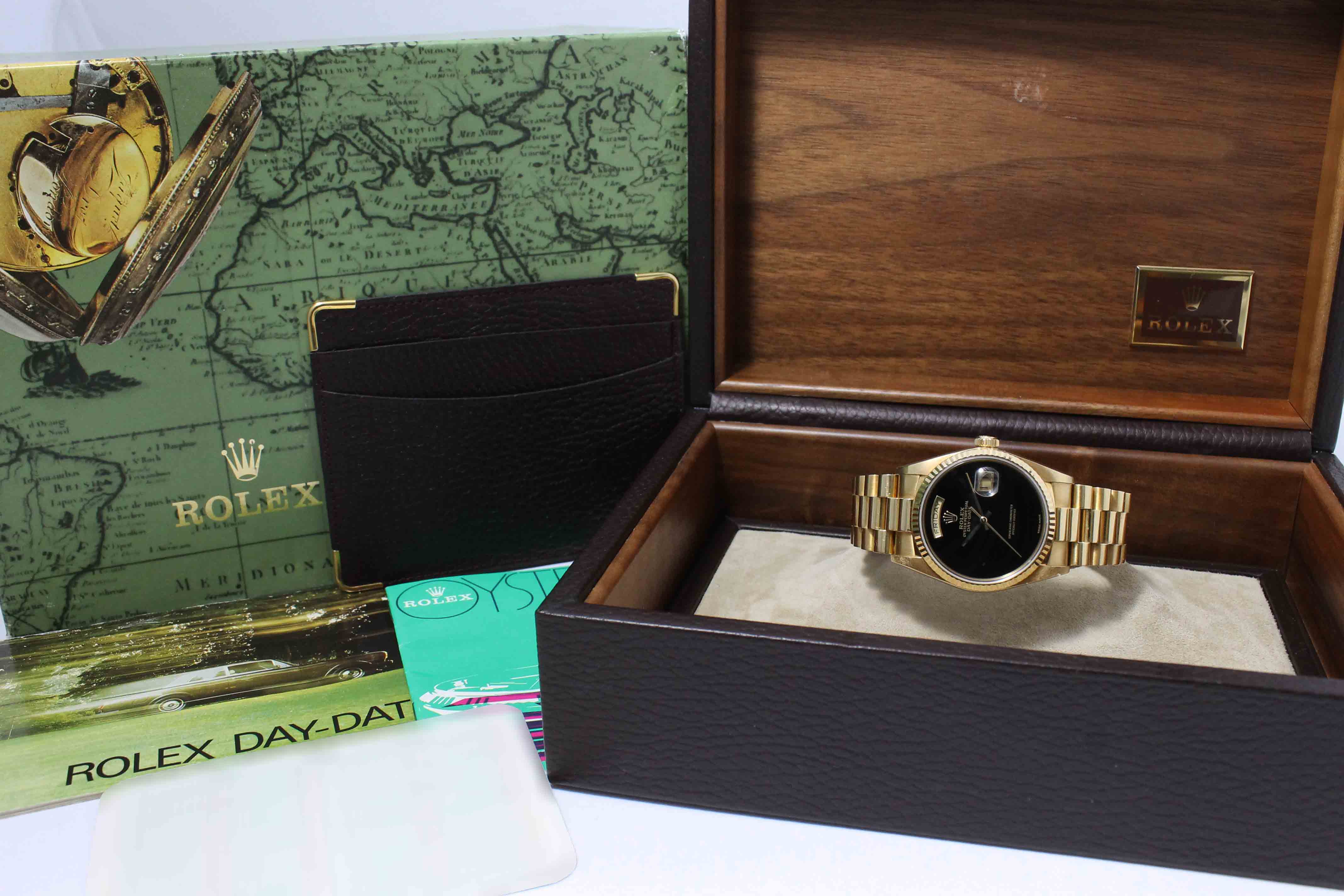 1988 Rolex Day Date Onyx Dial Unpolished Ref. 18038 (with Box & Booklet)