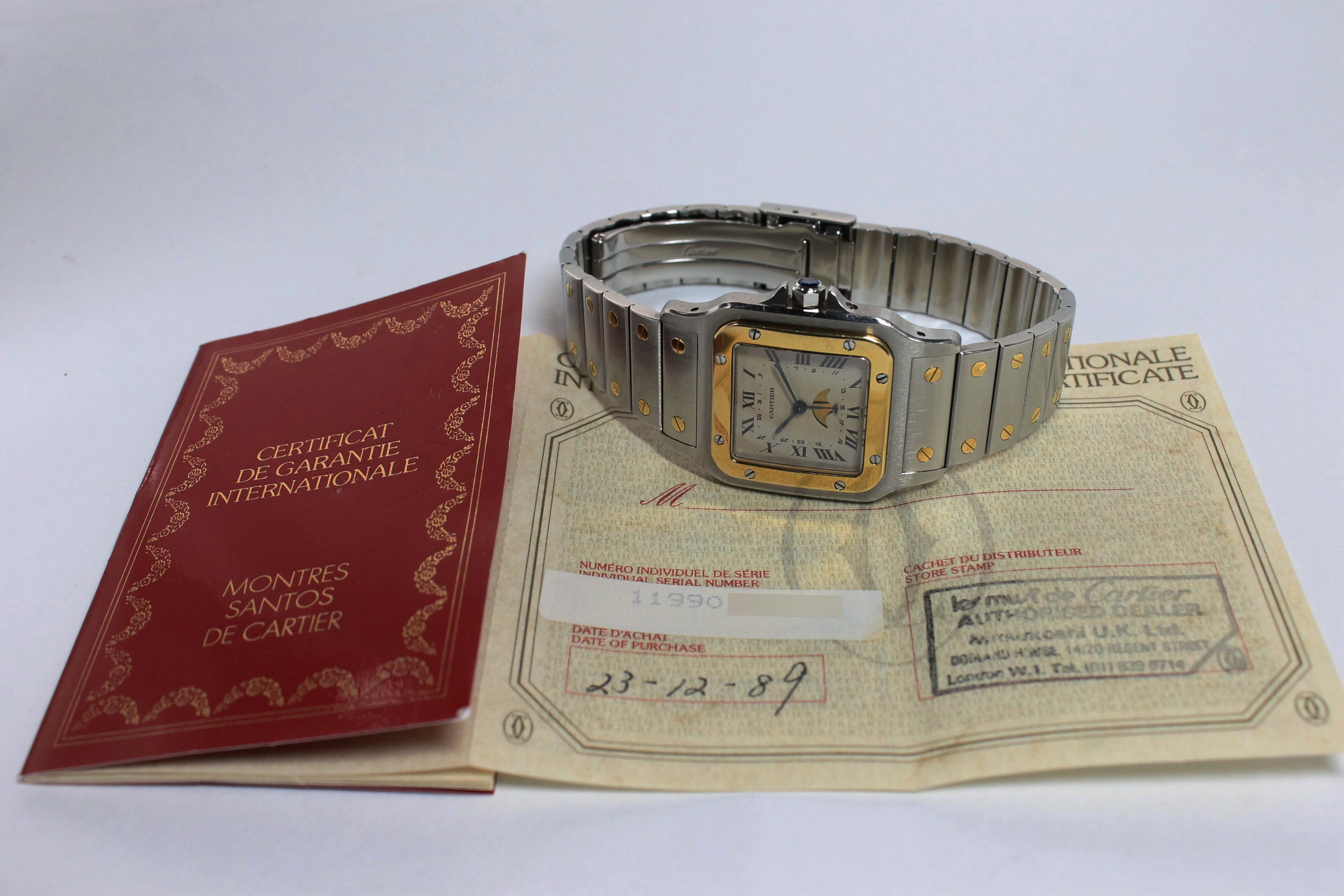 1989 Cartier Santos Galbee St/G Moon Phase Ref. 119901 (with Original Warranty Booklet)