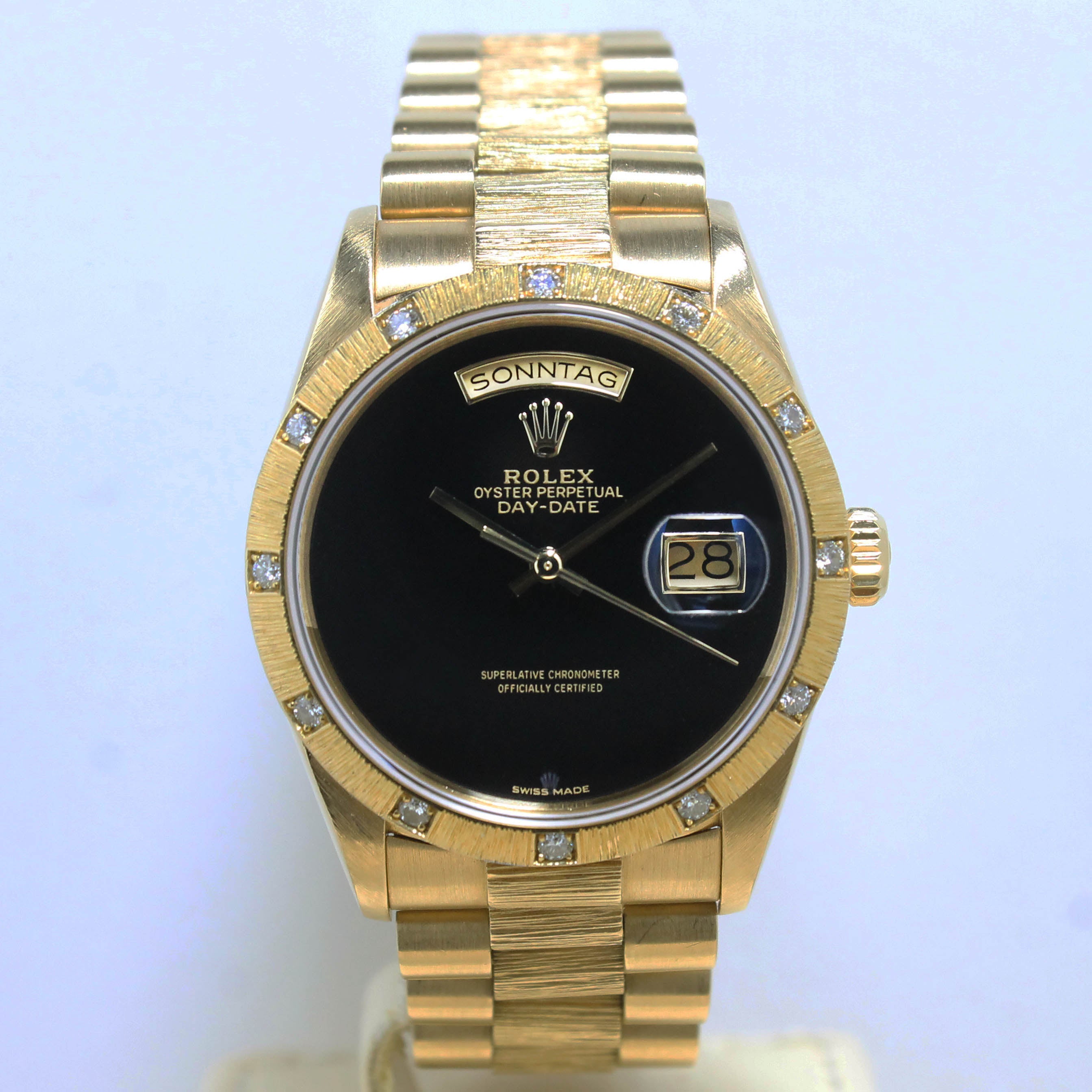 1985 Rolex Day Date Bark Finish Onyx Dial Ref. 18108