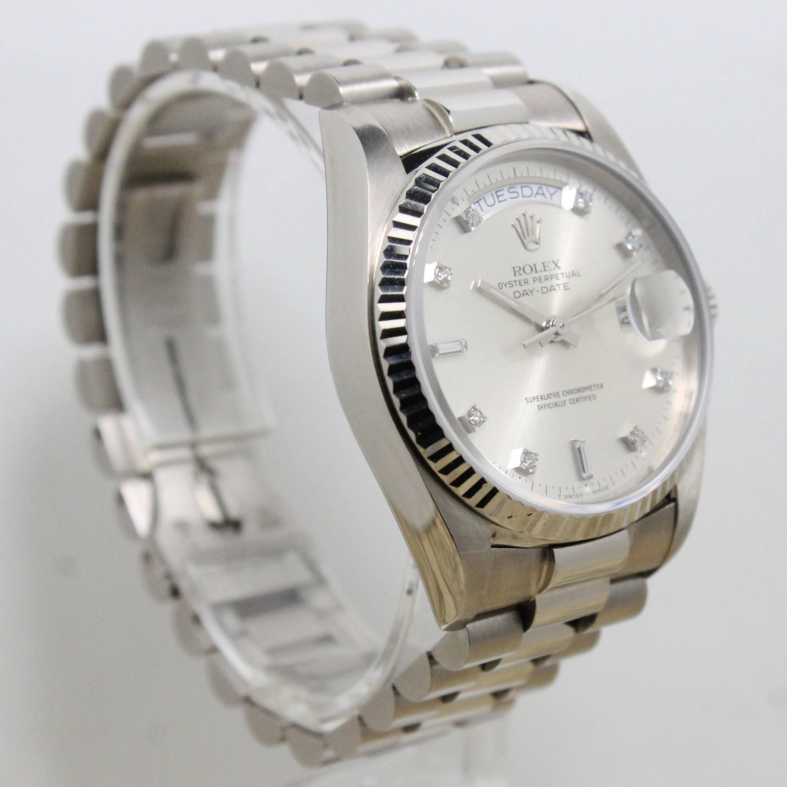 1988 Rolex Day Date Silver Diamond Dial Ref. 18039