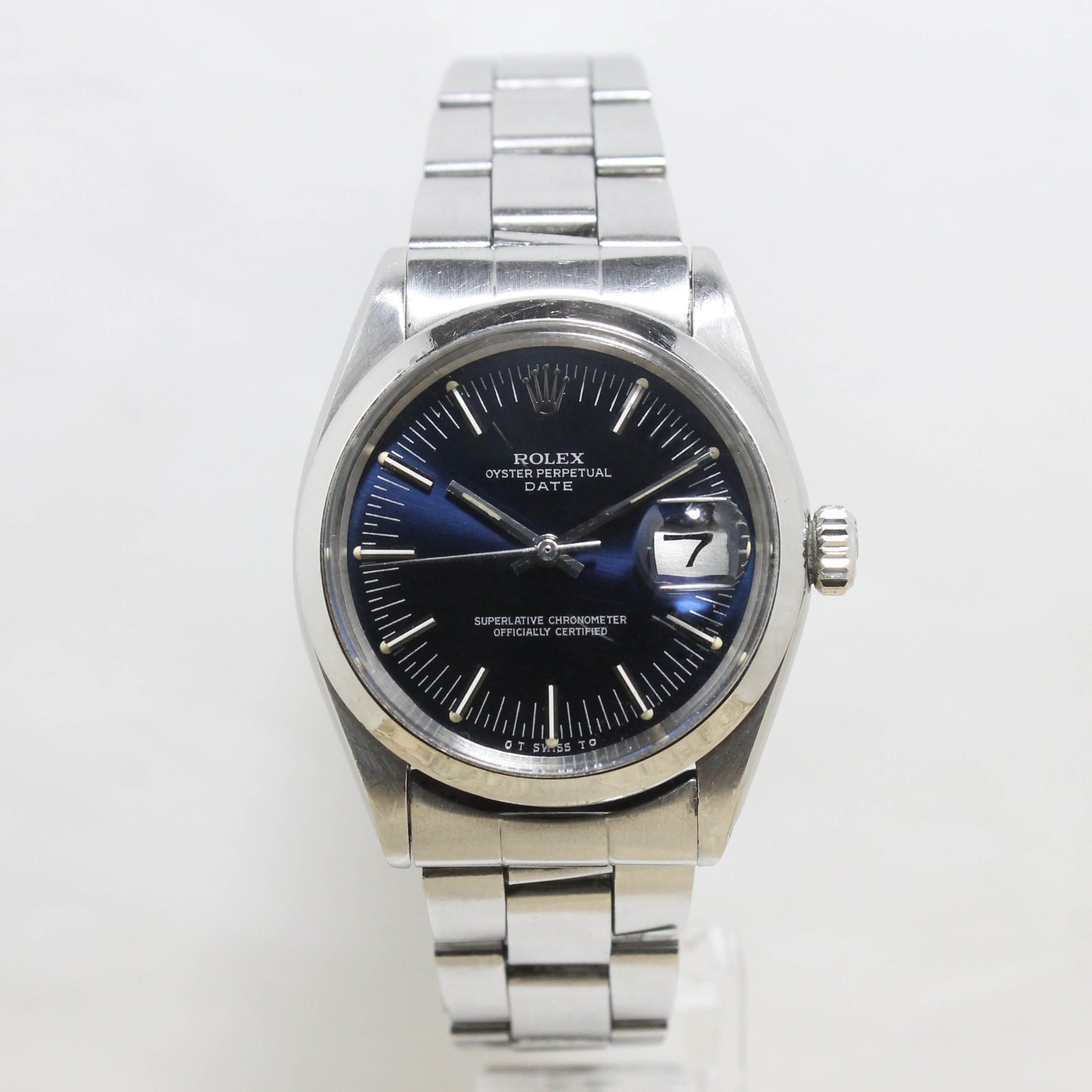 1972 Rolex Date Blue Dial Ref. 1500 (with Certificate & Orig. Invoice )