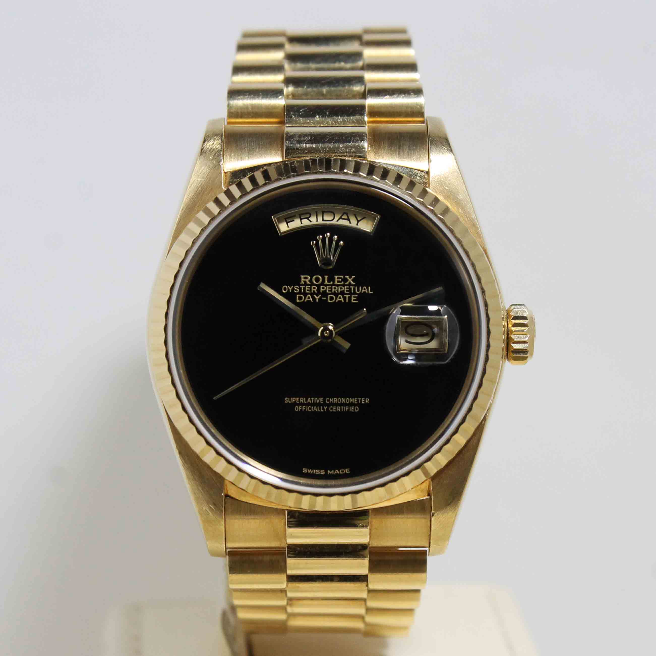 1988 Rolex Day Date Onyx Dial Unpolished Ref. 18038 (with Box & Booklet)