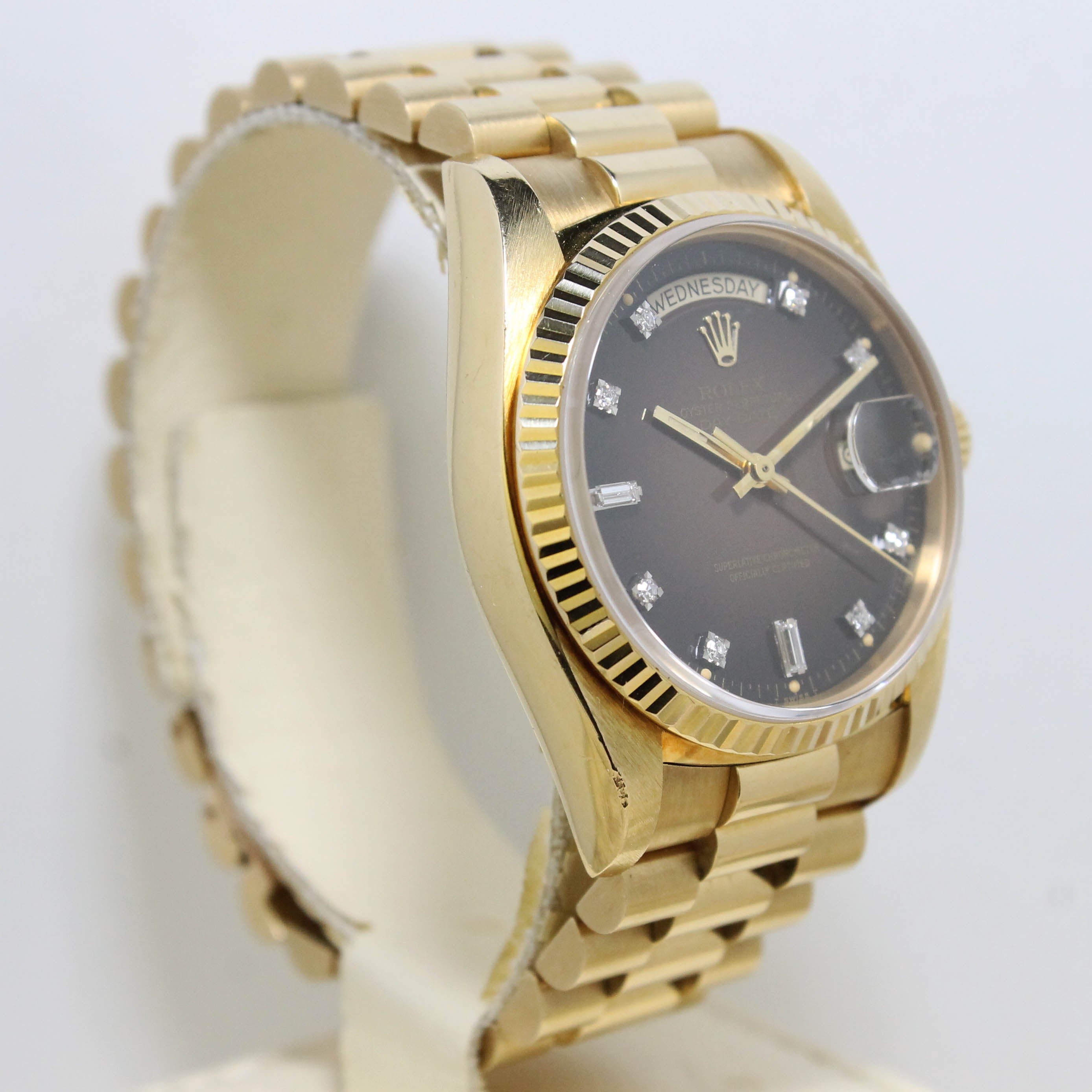 1979 Rolex Day Date Tobacco Brown Vignette Diamond Dial Ref. 18038