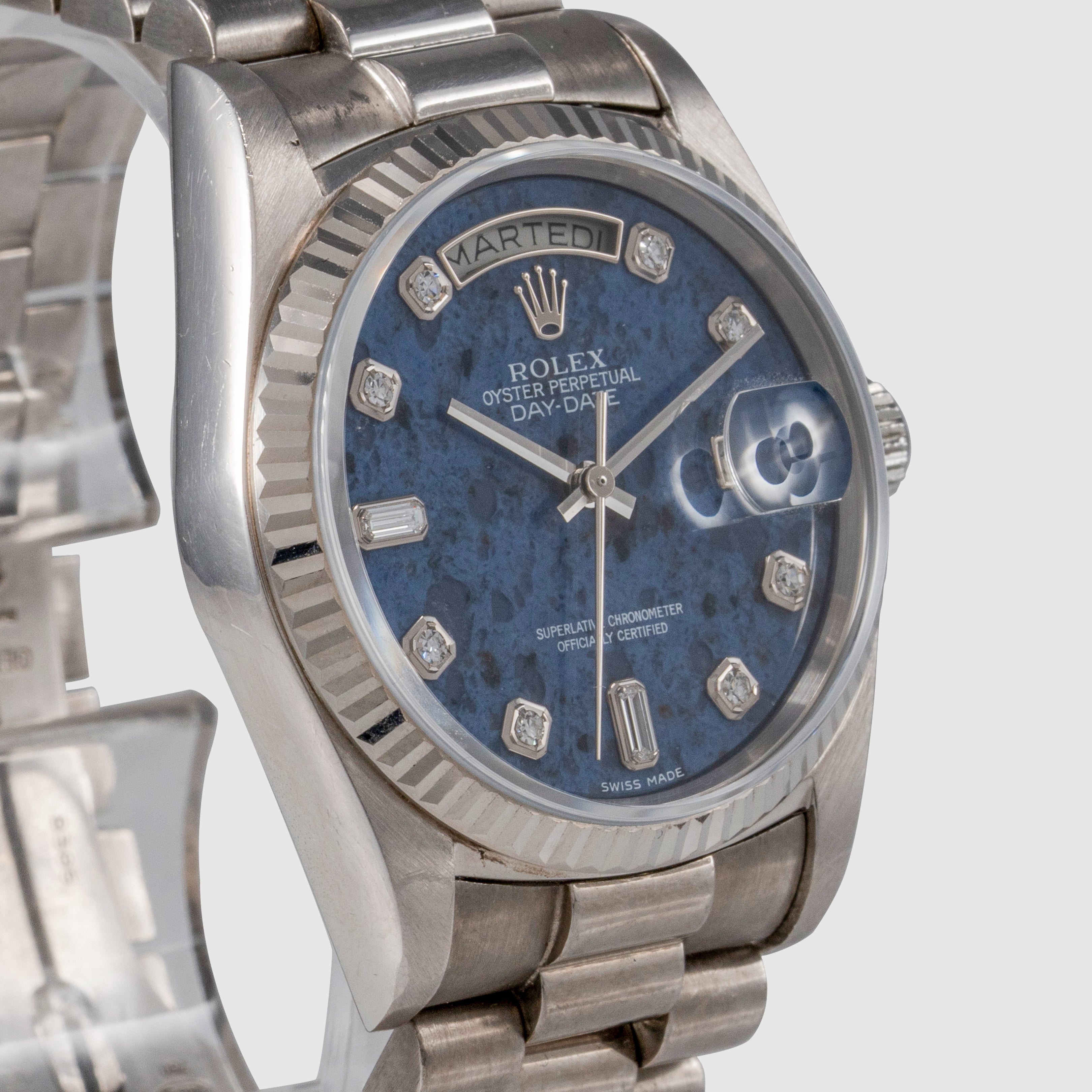 1987 Rolex Day Date Sodalite Diamond Dial Ref. 18039 (Full Set)