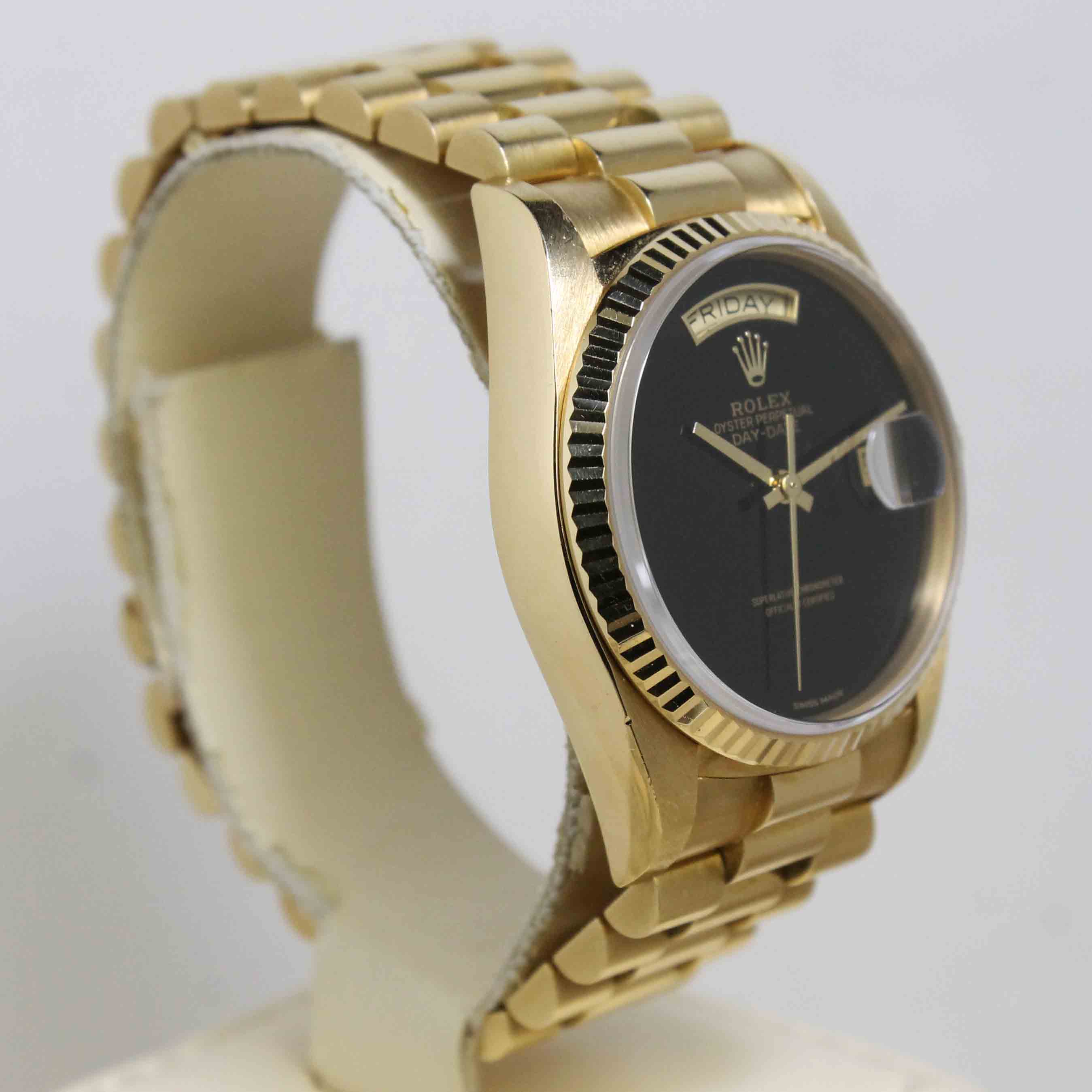 1988 Rolex Day Date Onyx Dial Unpolished Ref. 18038 (with Box & Booklet)