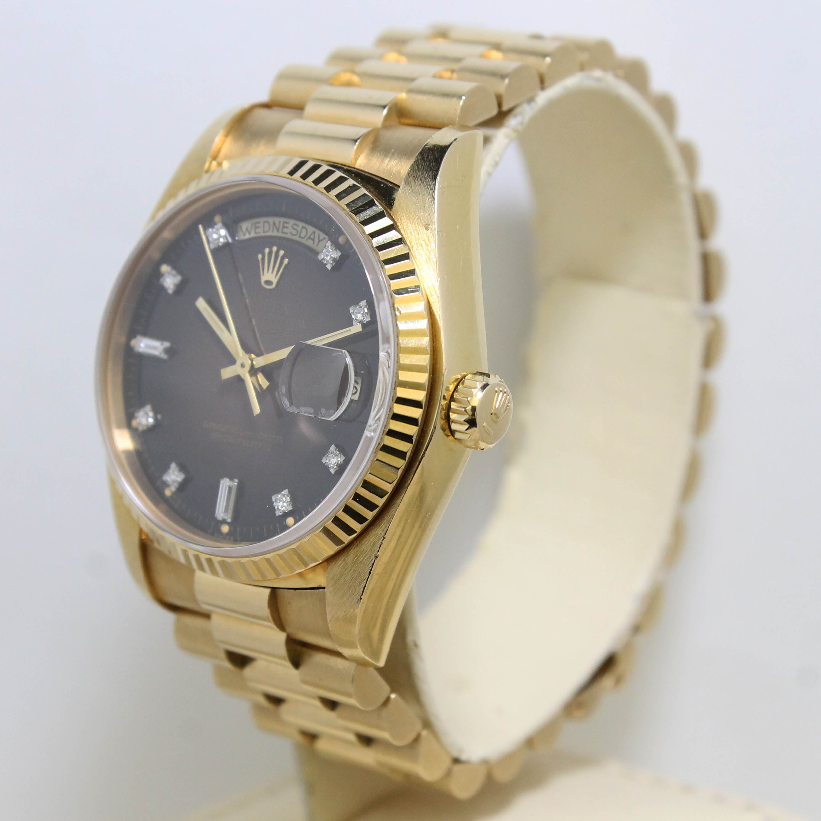 1979 Rolex Day Date Tobacco Brown Vignette Diamond Dial Ref. 18038