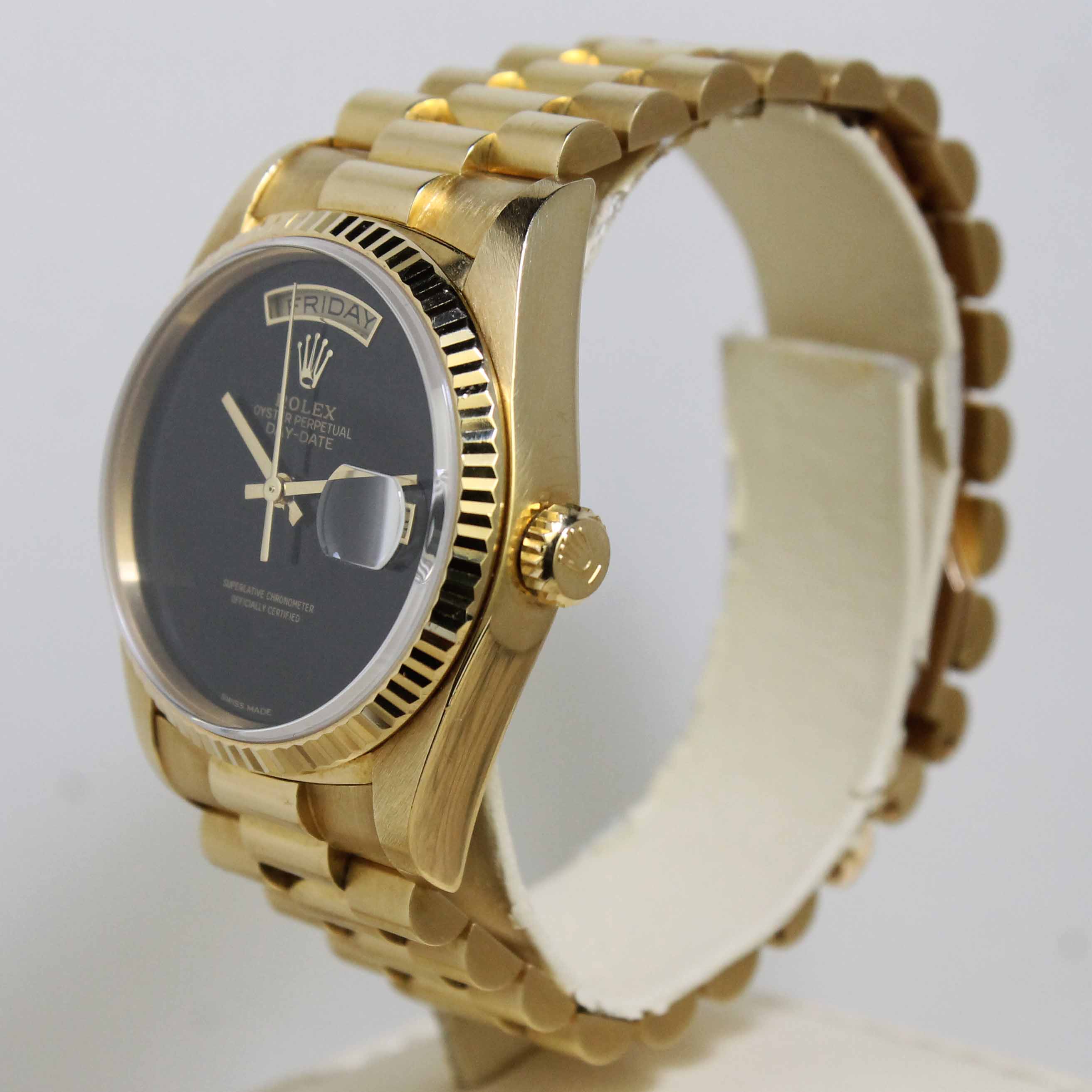 1988 Rolex Day Date Onyx Dial Unpolished Ref. 18038 (with Box & Booklet)