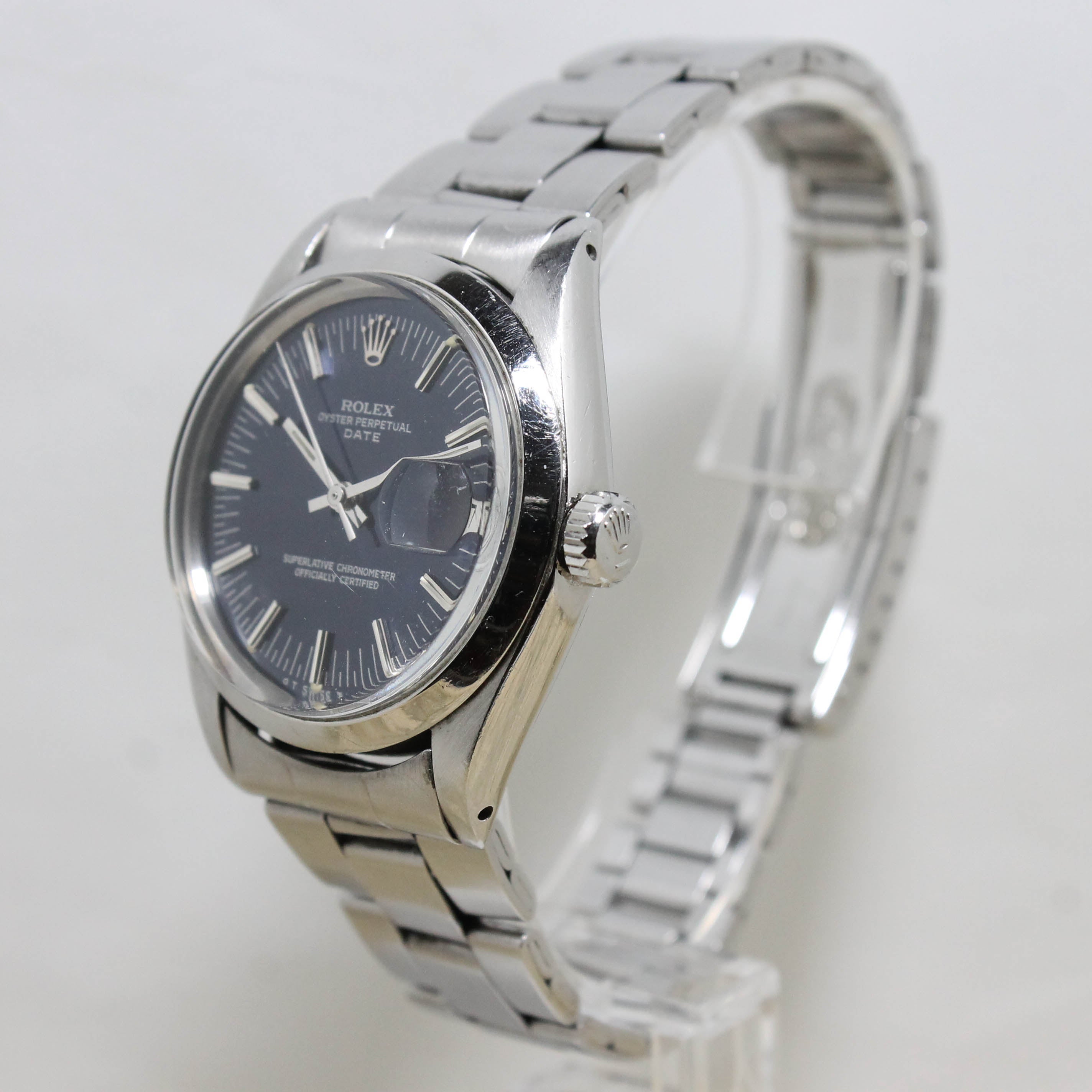 1972 Rolex Date Blue Dial Ref. 1500 (with Certificate & Orig. Invoice )