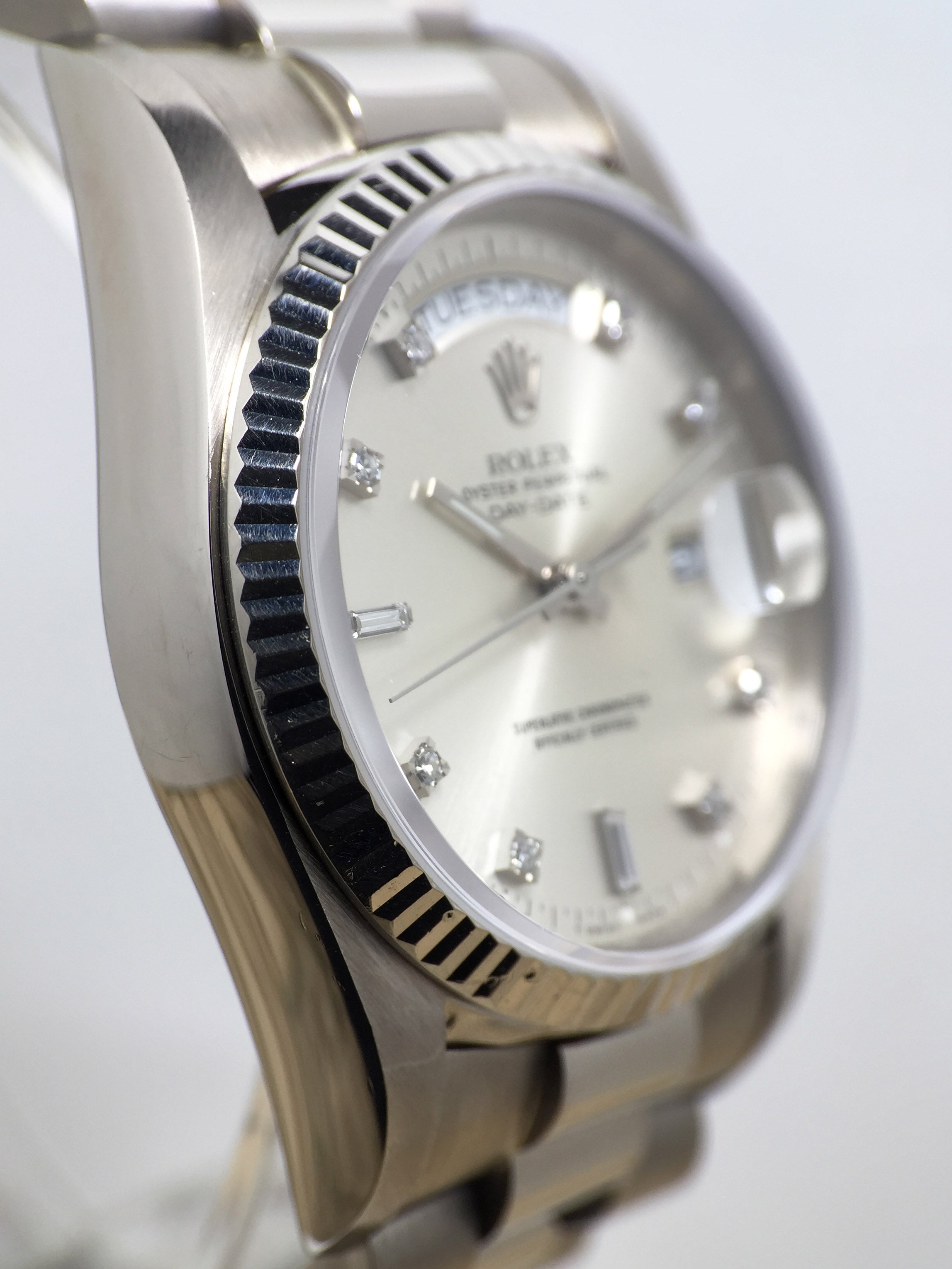 1988 Rolex Day Date Silver Diamond Dial Ref. 18039