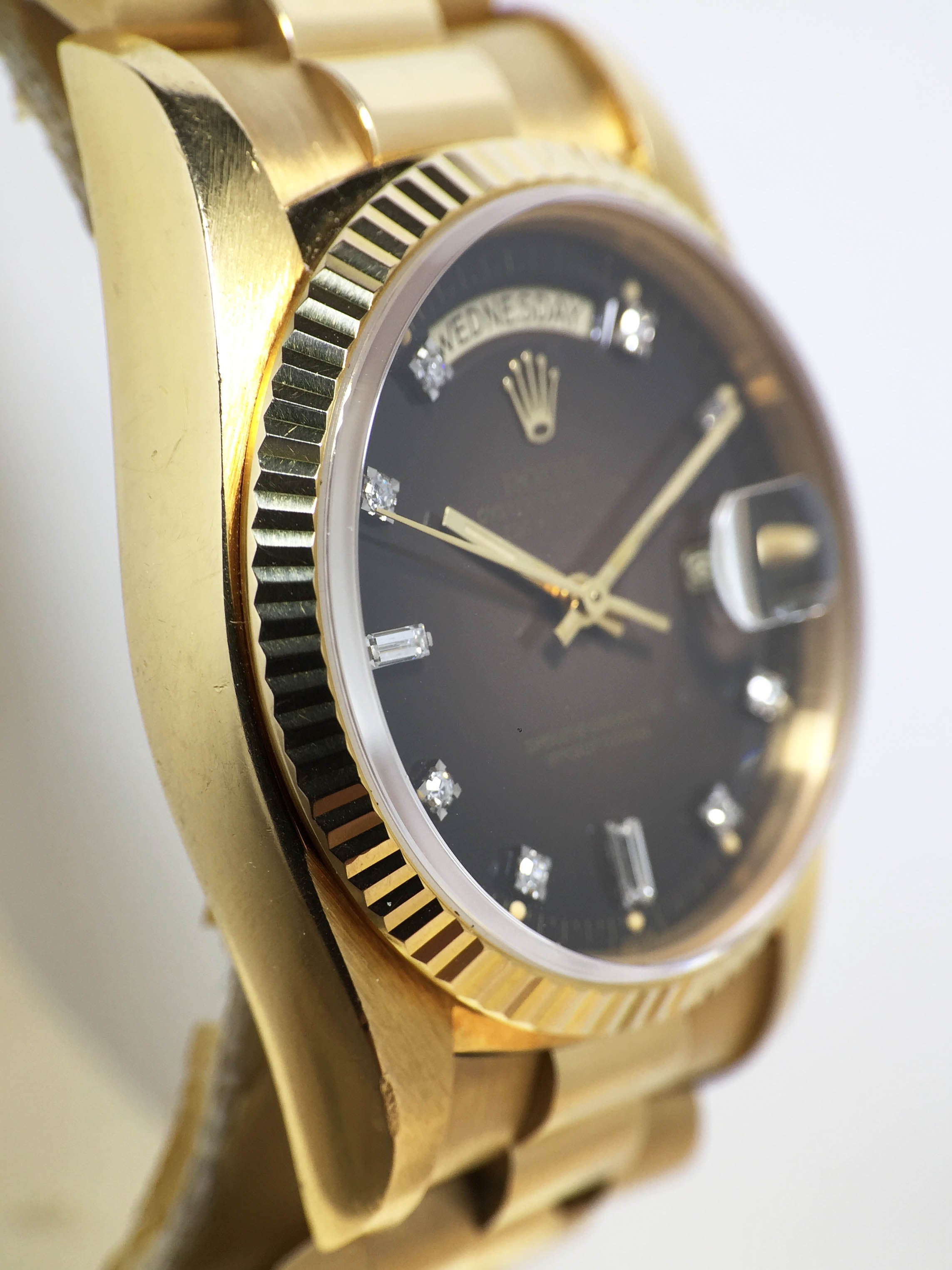1979 Rolex Day Date Tobacco Brown Vignette Diamond Dial Ref. 18038