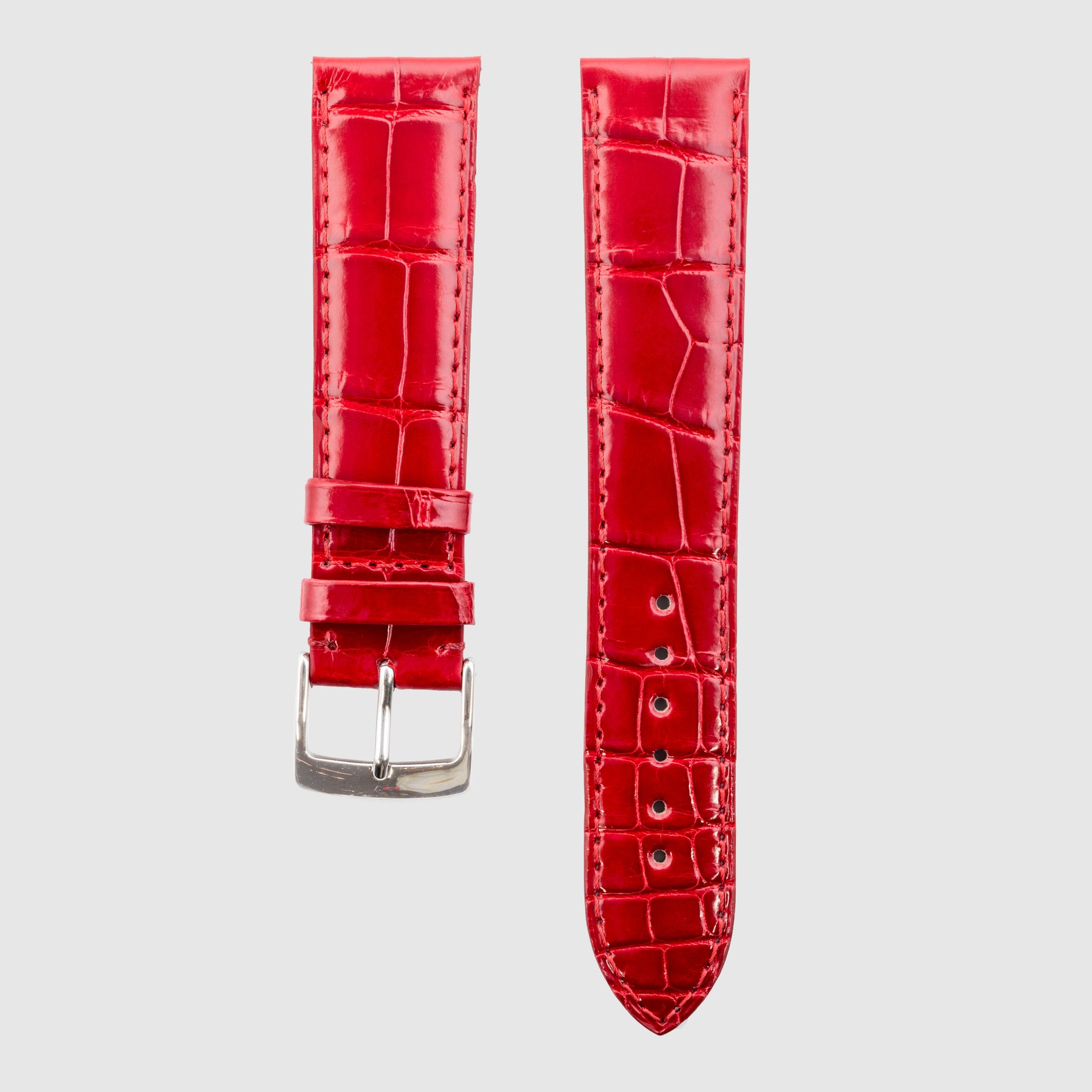 Camille Fournet Strap Alligator Glossy Square Scales Red