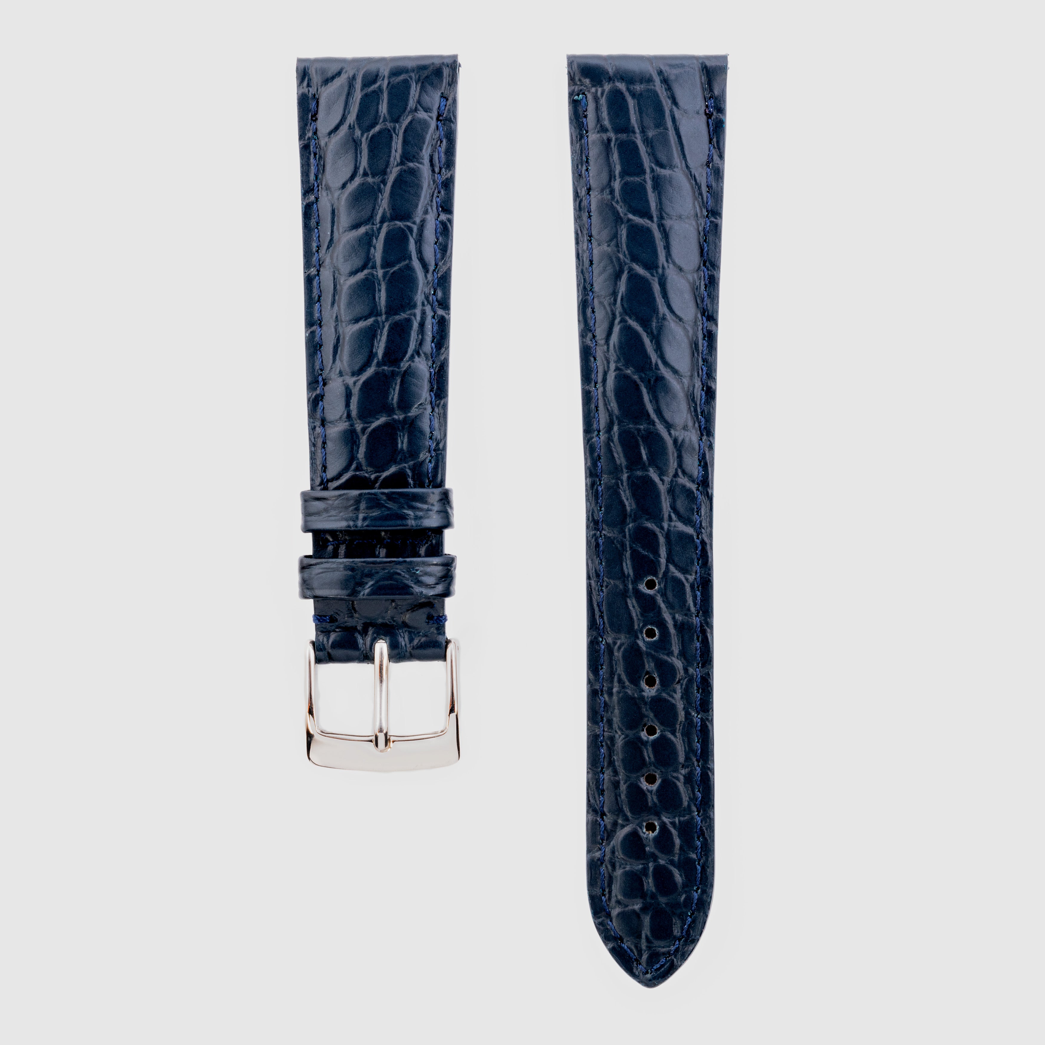 Camille Fournet Strap Alligator Matte Round Scales Medium Blue (Multiple Sizes)