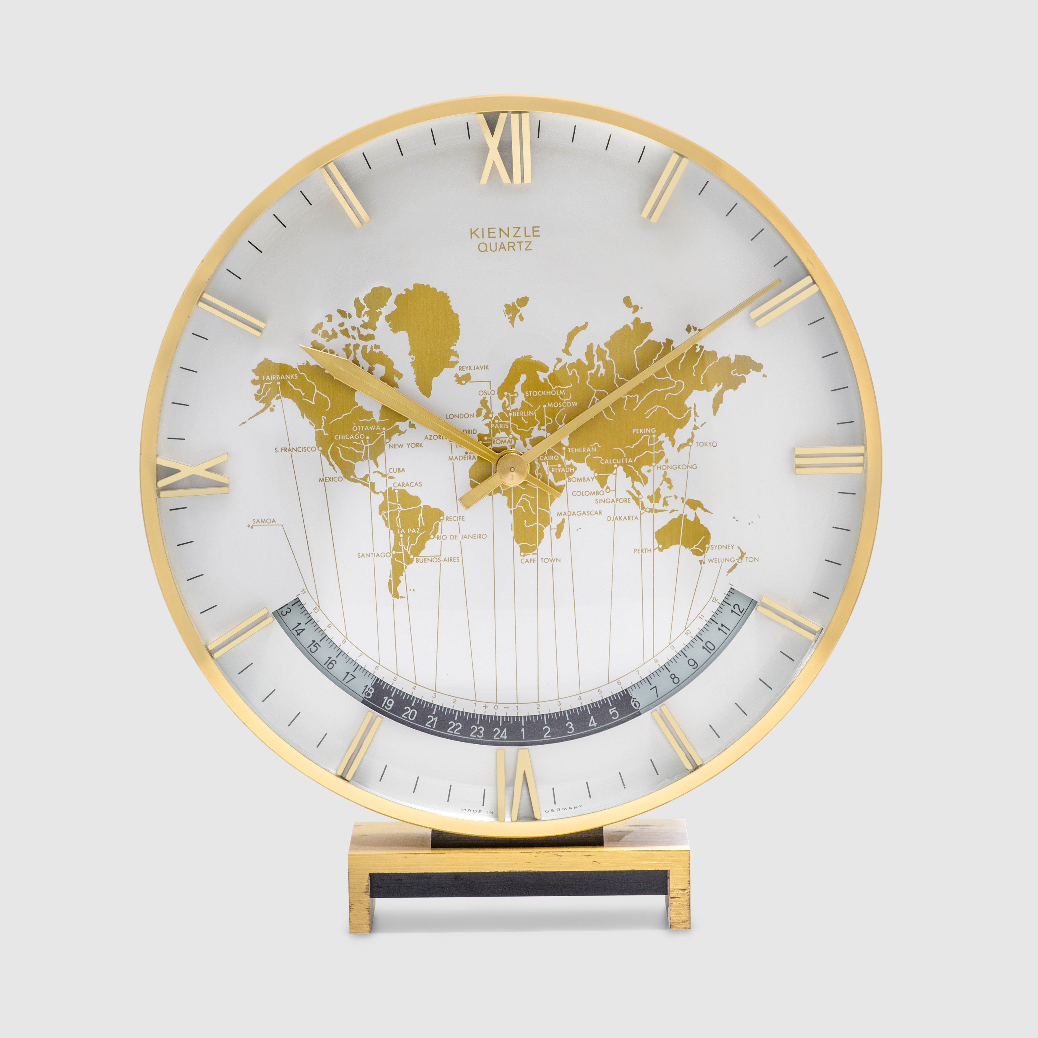 1960's Kienzle World Time Clock 'Brass' by Heinrich Moller