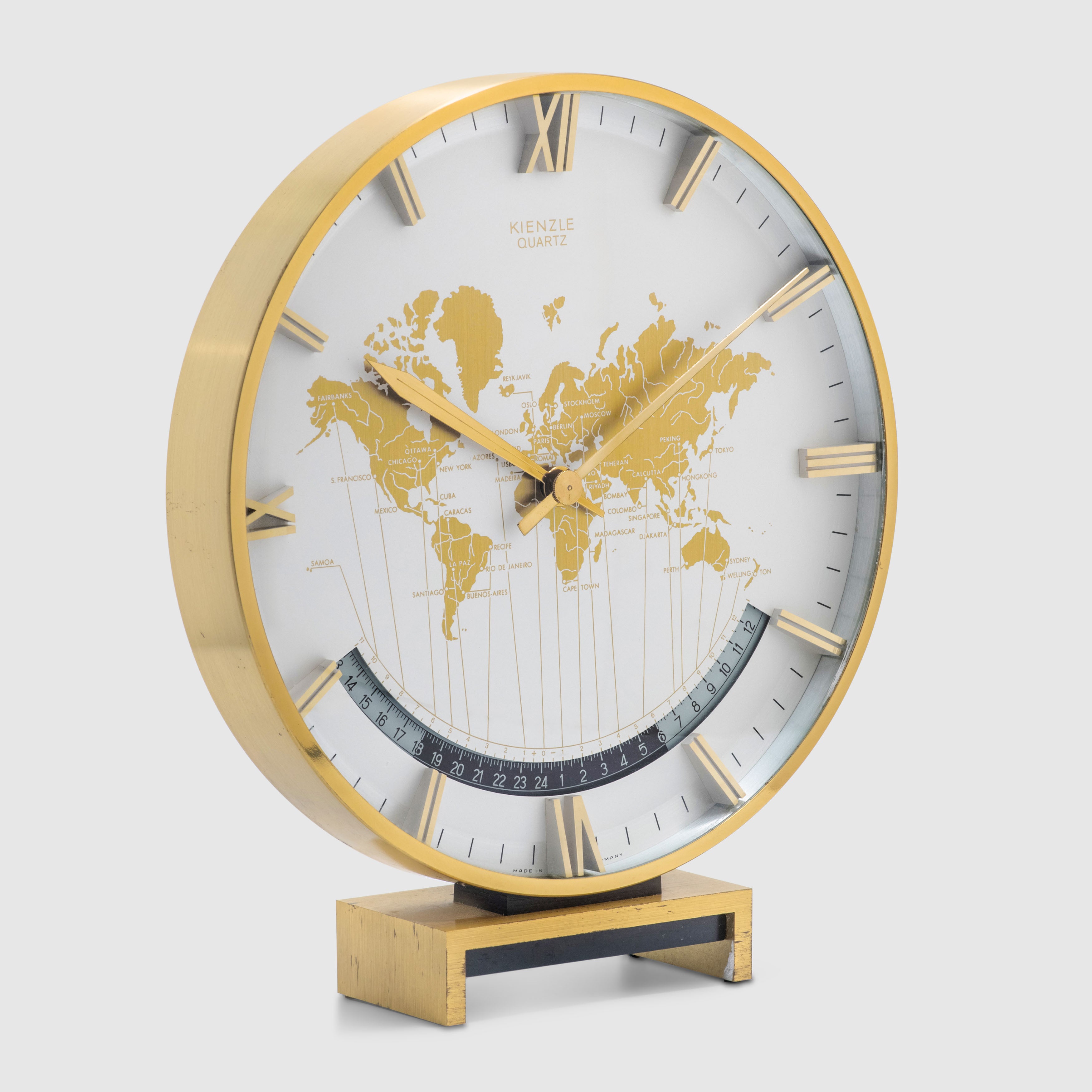 1960's Kienzle World Time Clock 'Brass' by Heinrich Moller